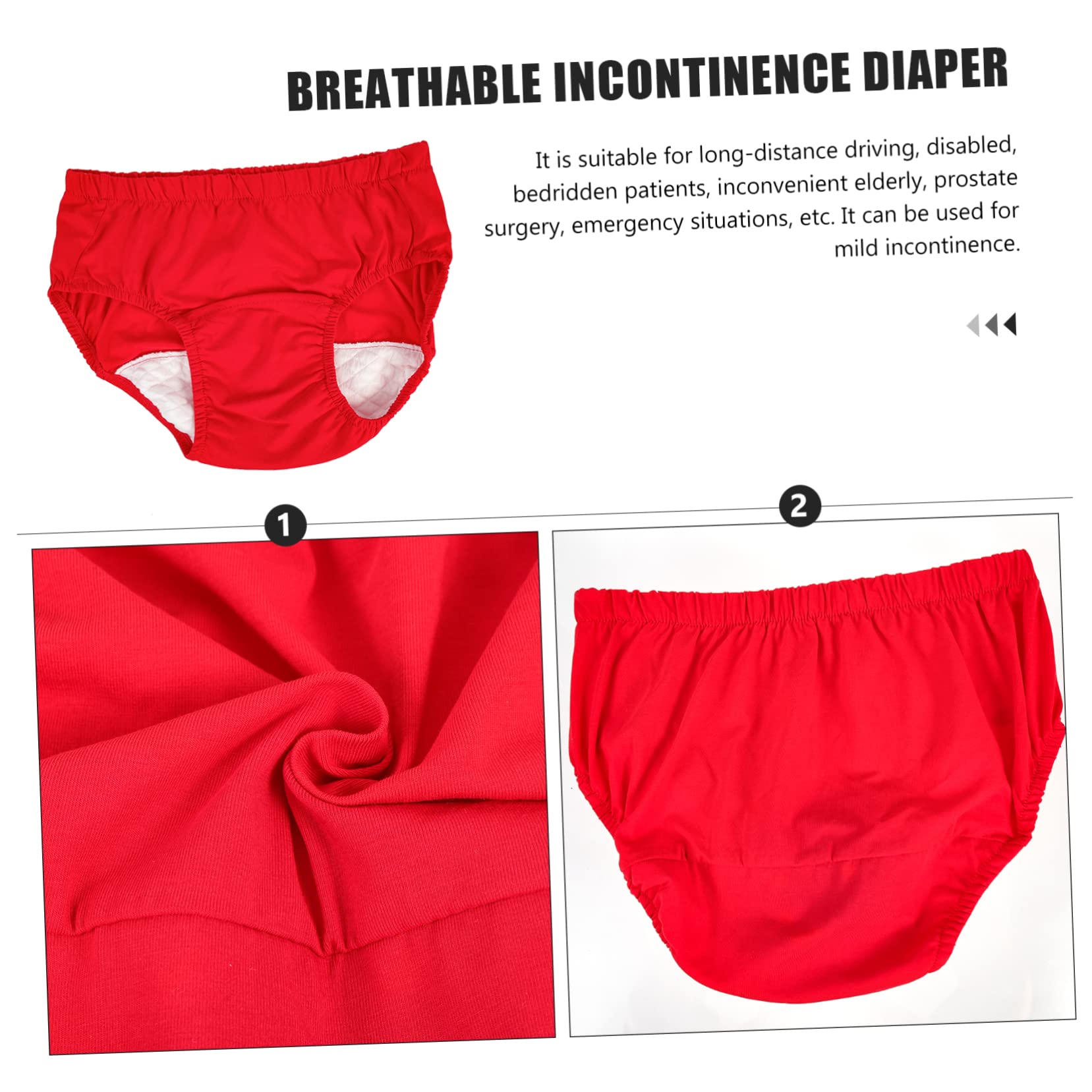 FRCOLOR 2pcs Convenient Elderly Diaper Breathable Underwear Large Size Cotton Material Moisture Absorption Comfortable and Portable