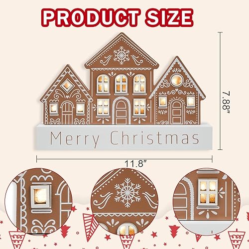 Miniatura 4 de Decoraciones de Navidad para el Hogar con Luces LED Iluminadas, Decoración de Feliz Navidad, Letreros de Vacaciones de Cabaña de Esquí de Madera