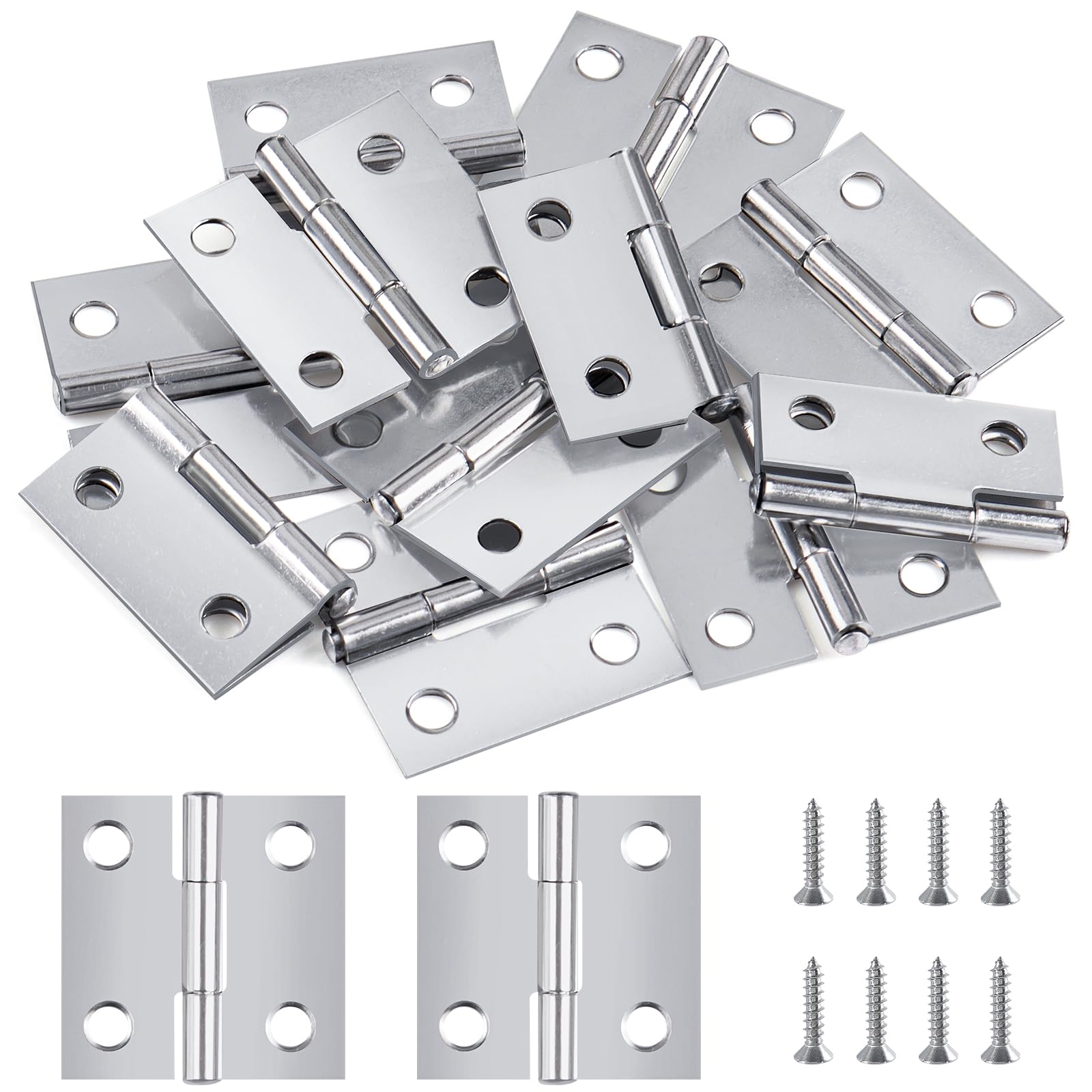 25 mm × 25 mm, cerniere pieghevoli piccole, 24 pezzi, in acciaio inox, per porte e finestre, armadi con 96 viti