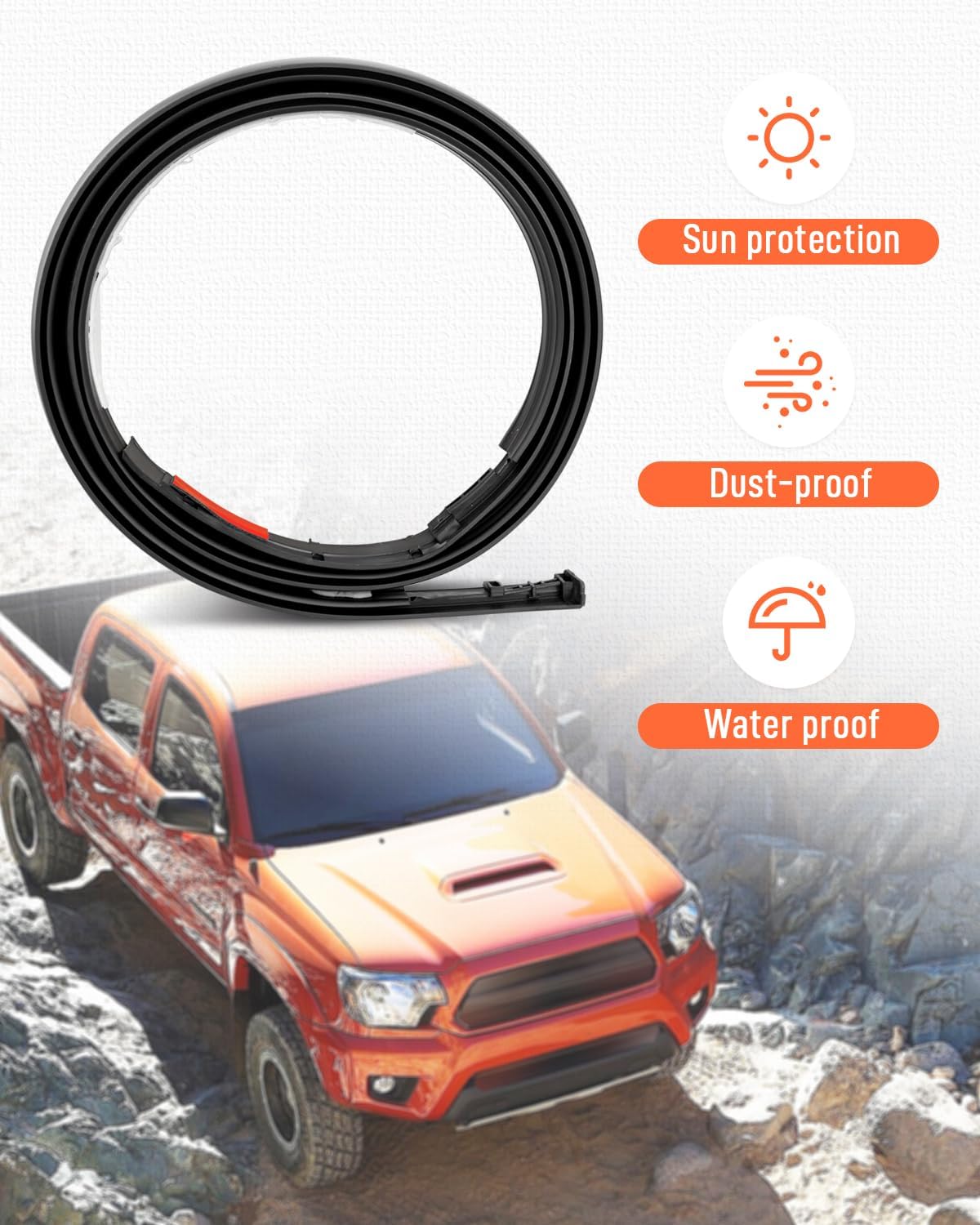 Roof Molding Drip Weatherstrips Fit for Toyota Tacoma Double CAB 2005-2015 RH&LH Replaces 75551-04063 75552-04063 Sealing Strip Driver and Passenger Side Weatherstrip Snap-on Rubber Material