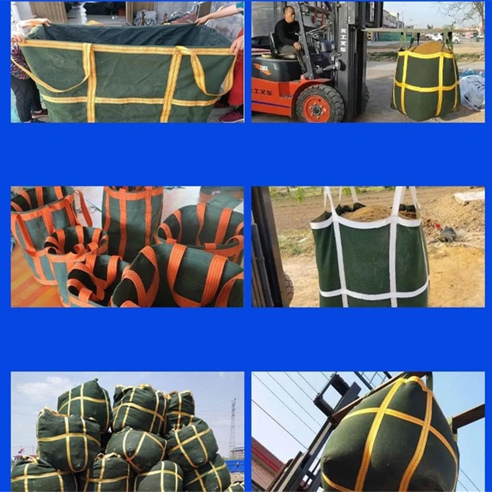 Rete Di Sollevamento Sospesa In Nylon 100x100 Cm – Borsa Carico 1.5-2 Tonnellate, Resistente Allo Strappo Per Gru E Pallet