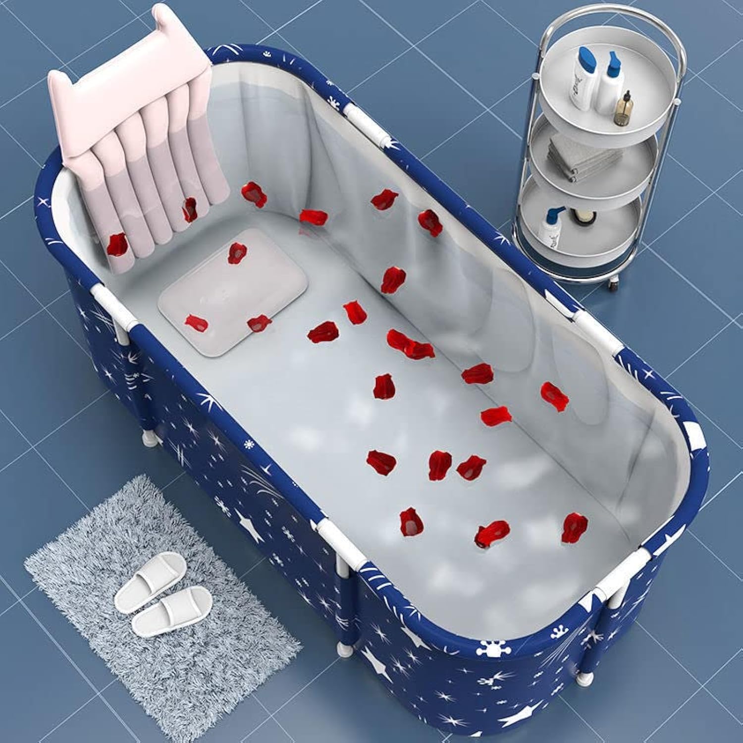 Portable Foldable Bathtub, Separate Family Bathroom SPA Tub, Soaking Standing Bath Tub for Shower Stall, Efficient maintenance of temperature, Ideal for Hot bath ice bath 47.2x19.7x21.7inch