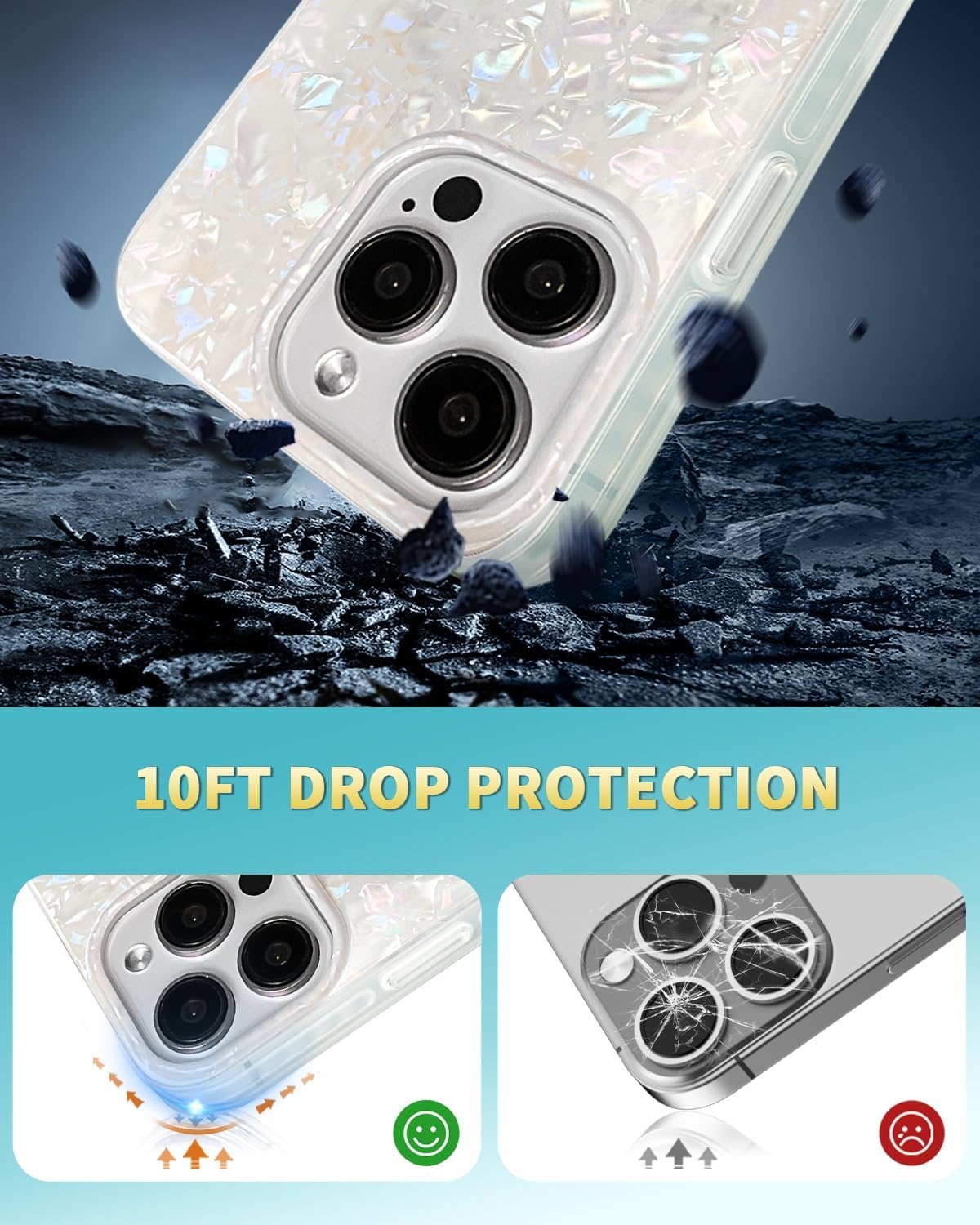 SCORPIFY for iPhone 15 Pro Case [Compatible with MagSafe] with Colorful Pearl Iridescent Design, Cute Clear Magnetic Phone Cover for Women Girls and Men, Bumper with Mother of Pearl Shell Pattern - Image 9