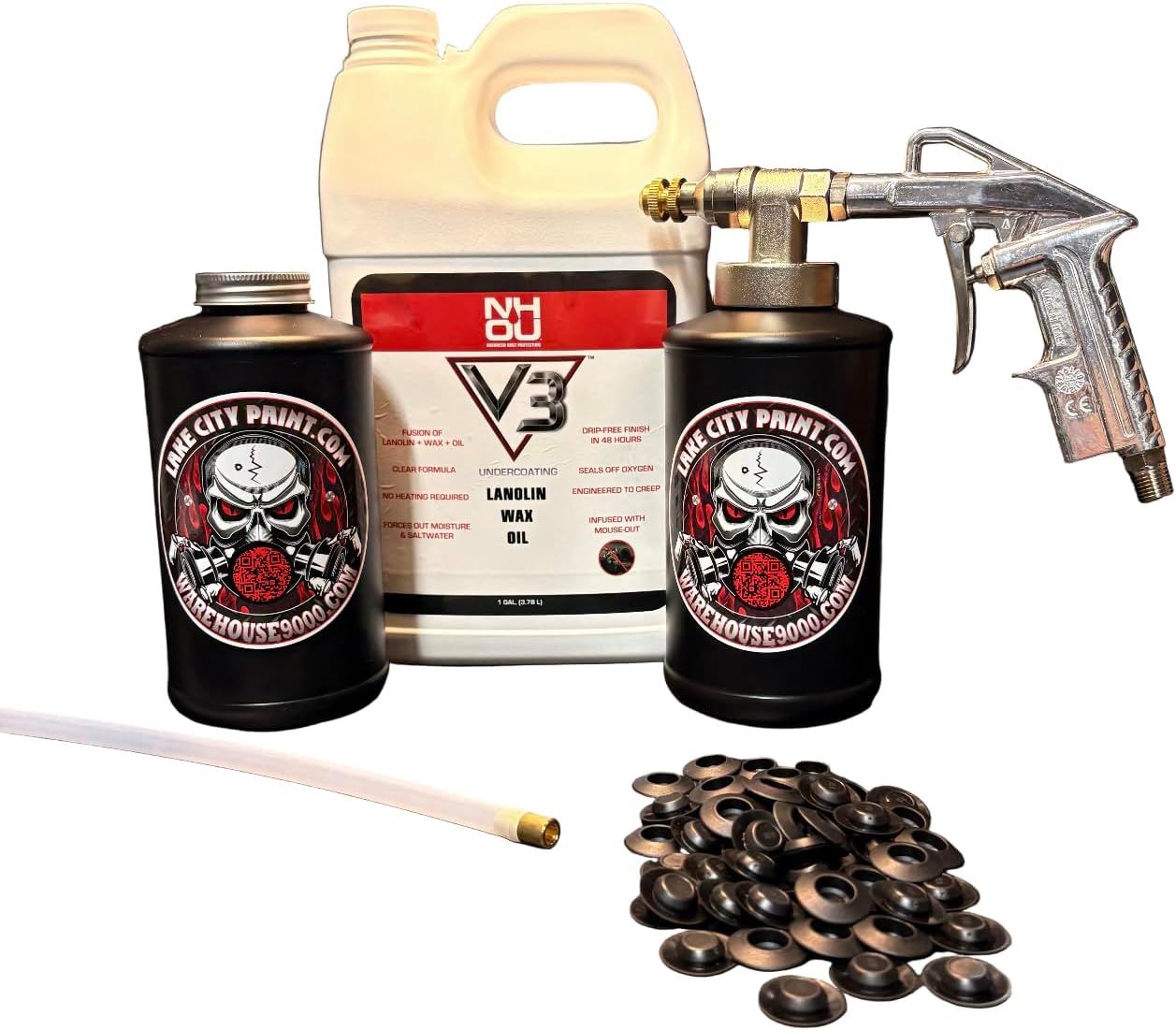 NHOU V3 Clear Pro Undercoating Gun – Striaght Wand Kit (2 B Quart Bottles)