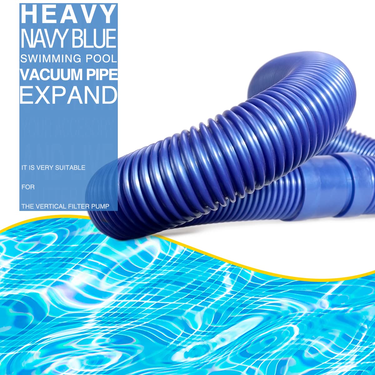 2 Pcs Pool Hoses Heavy Duty Dark Blue Pool Vacuum Hose Extension with Kink-Free Swivel Cuff Detachable Swimming Pool Hose Replacement Perfect for Skimmer Vacuum Heads Filter Pumps (6.6 FEET)