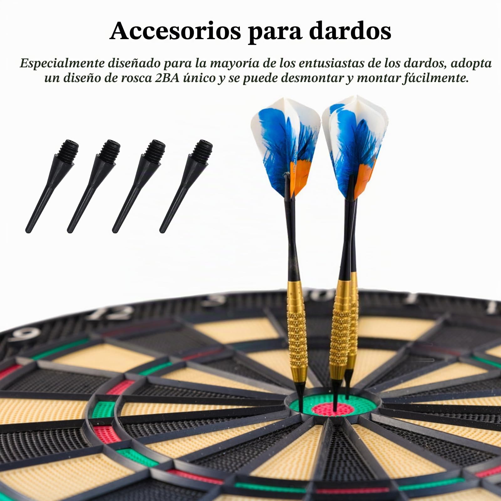 Puntas Dardos Plastico Profesionales 200 Piezas Punta de Repuesto para Diana Electrónica Negro
