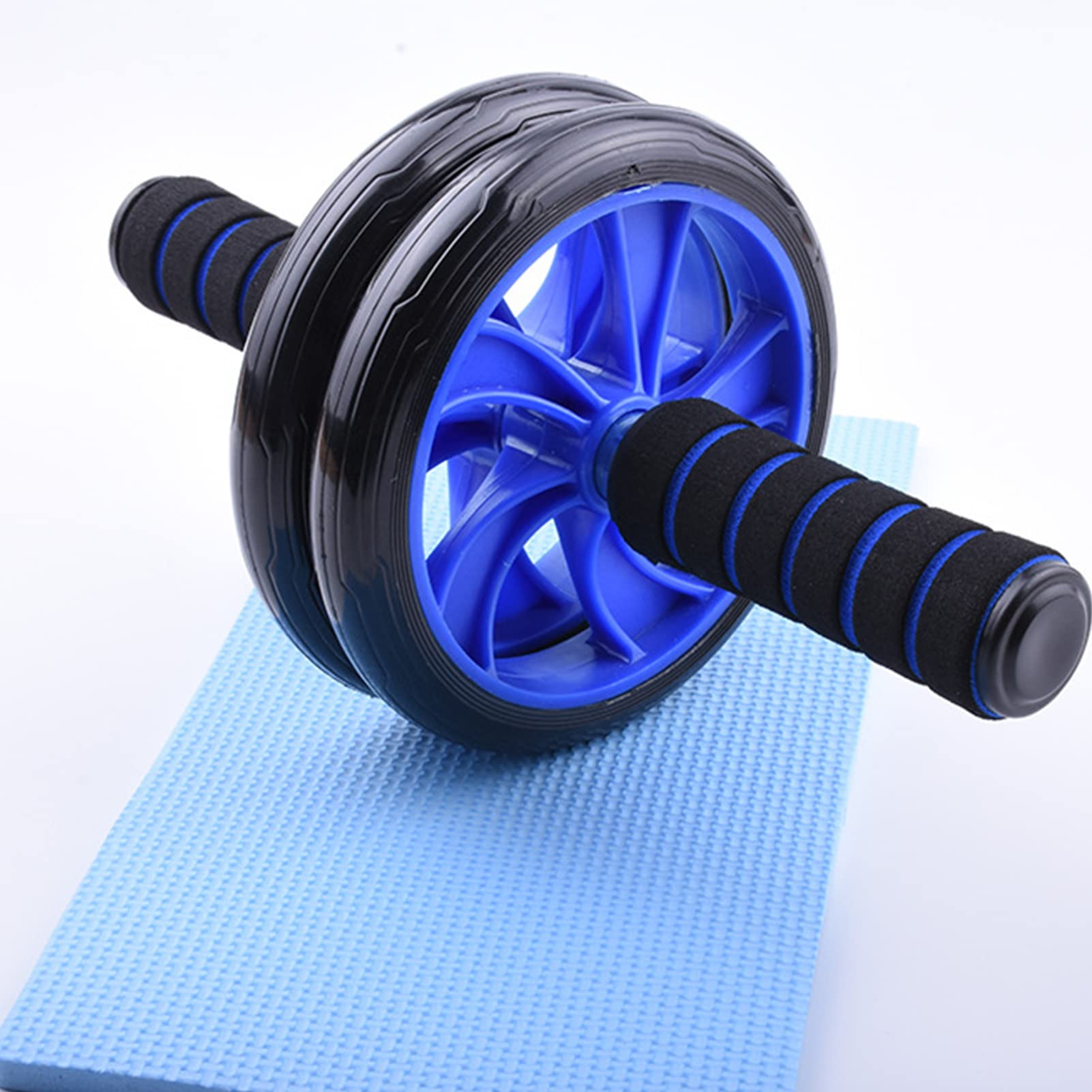 6 in 1 Bauchmuskelrad, Bauchmuskeln, Fitnessgeräte, Set mit verstellbarem Springseil, Klemme, Schiebestange, AB-Rolle, Kniebandage und Spanner (blau)