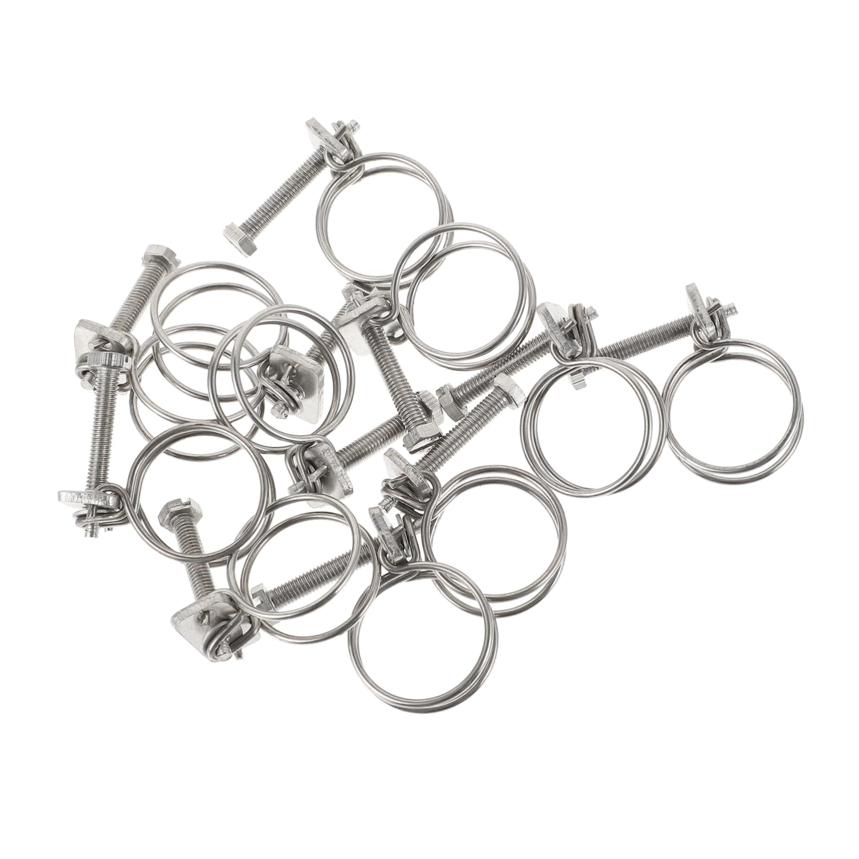 Mikikit 10pcs Double Wire Pipe Clamp Double Steel Wire Hoops Water Hose Clamp Cable Cord Clips Worm Drive Hose Clamps Pond Hose Wire Clamp Fuel Line Clamp Fuel Hose Silver Stainless Steel