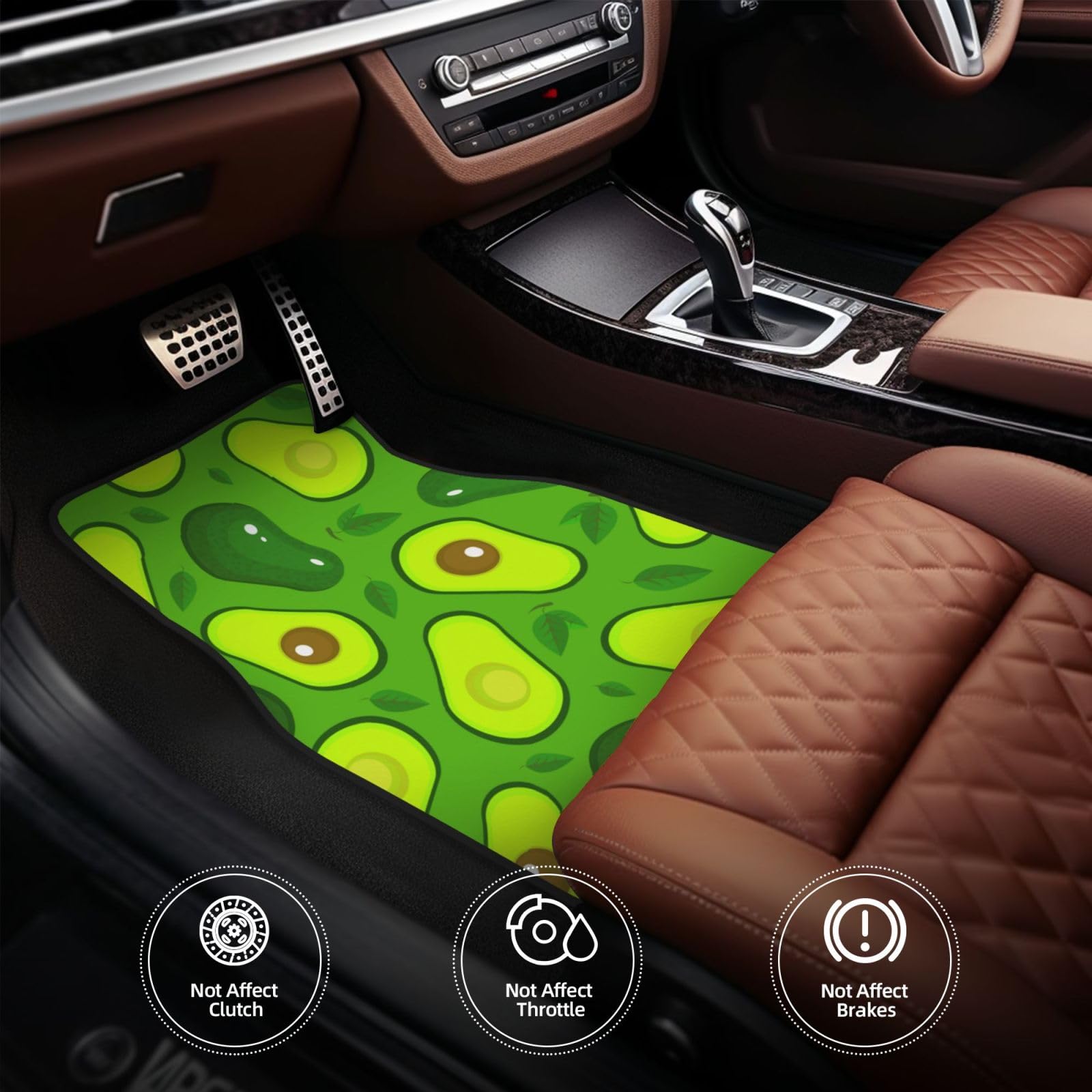Avocado auf Green Food and Drink, 4er-Set Auto-Fußmatten, Neopren-Fußmatten für Fahrzeuge, rutschfeste Auto-Fußmatten, Autozubehör