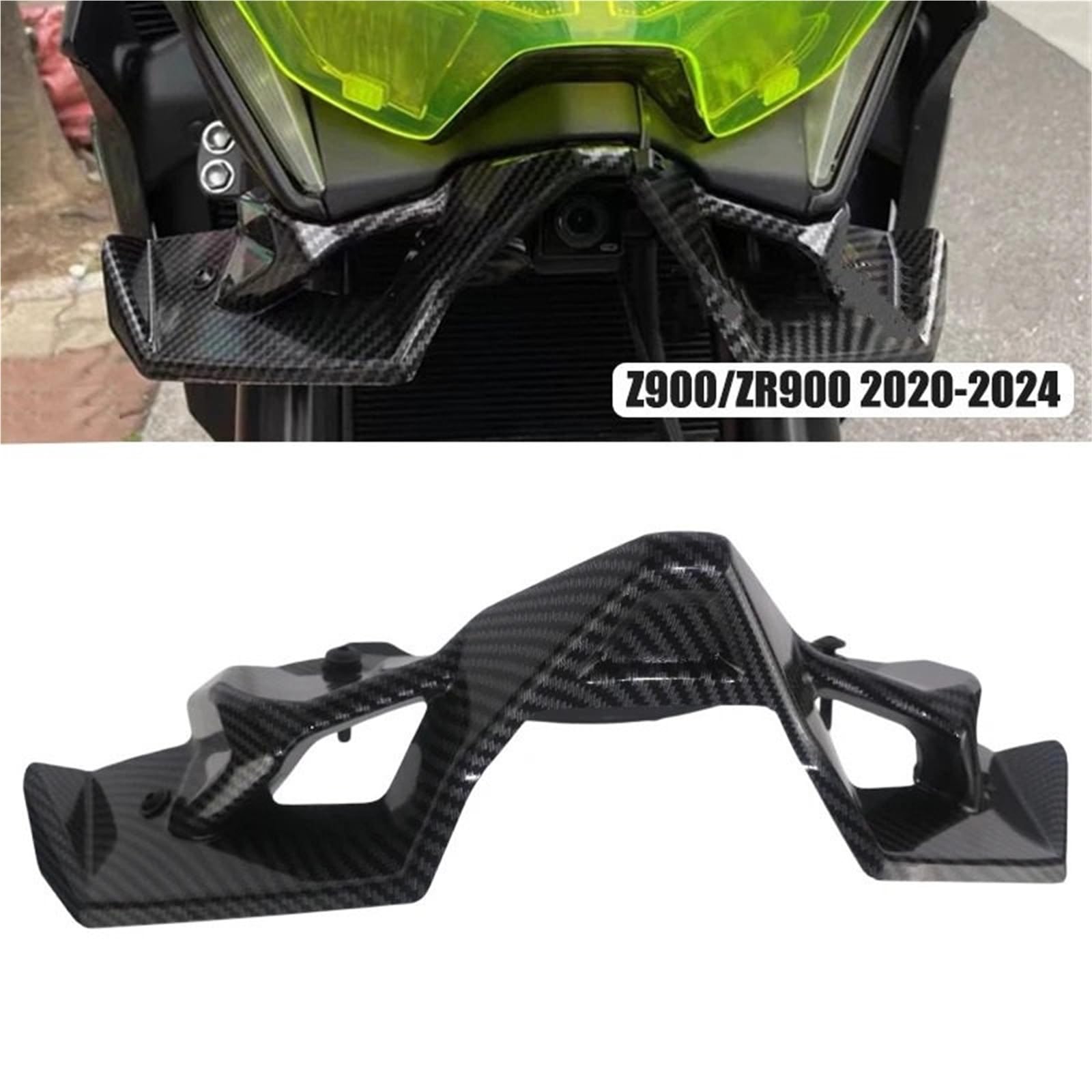 Front Bumper Splitter dachowy Pasuje do Kawasaki Z900 ZR900 SE ABS 2020-2024 Motocykl Przedni Spoiler Winglet Aerodynamiczny Zestaw Skrzydeł
