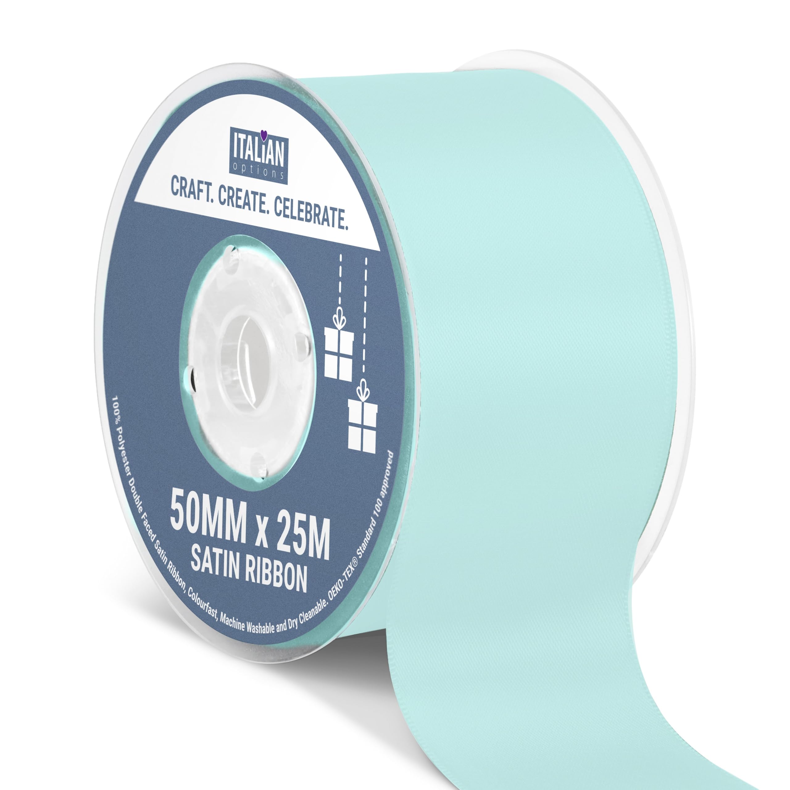 Italian Options Satin Ribbon, Fabric Ribbons for Gift Wrapping, Crafting, Balloons, Wedding Car, Presents, Cake, Christmas, Birthday, Gift Wrap Accessories, 10mm Wide x 25 Metre Roll, Lemon — view 80