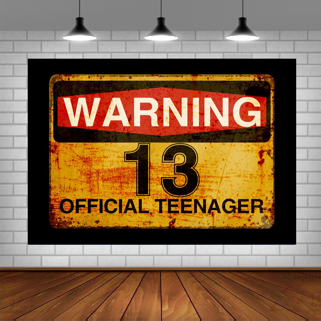 Lofaris 13th Birthday Backdrop Warning Sign Decoration for Boys Girls Happy 13th Birthday Banner Official Teenager 13 Party Yard Sign Birthday Photo