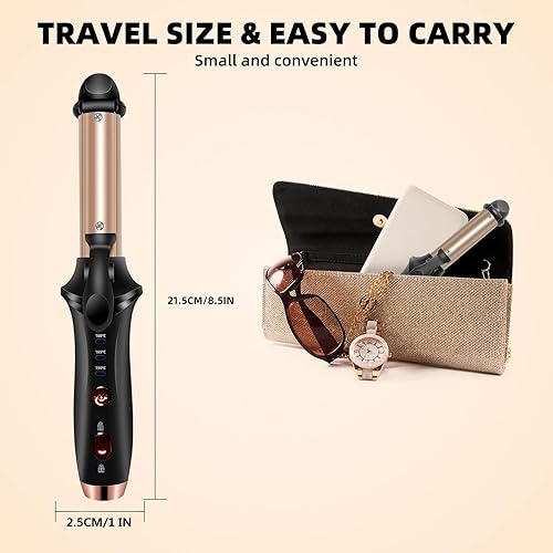 Miniatura 6 de Rizador inalámbrico recargable, rizador de pelo inalámbrico portátil de 4000 mAh, mini rizador de 3 ajustes de temperatura, rizador de viaje a