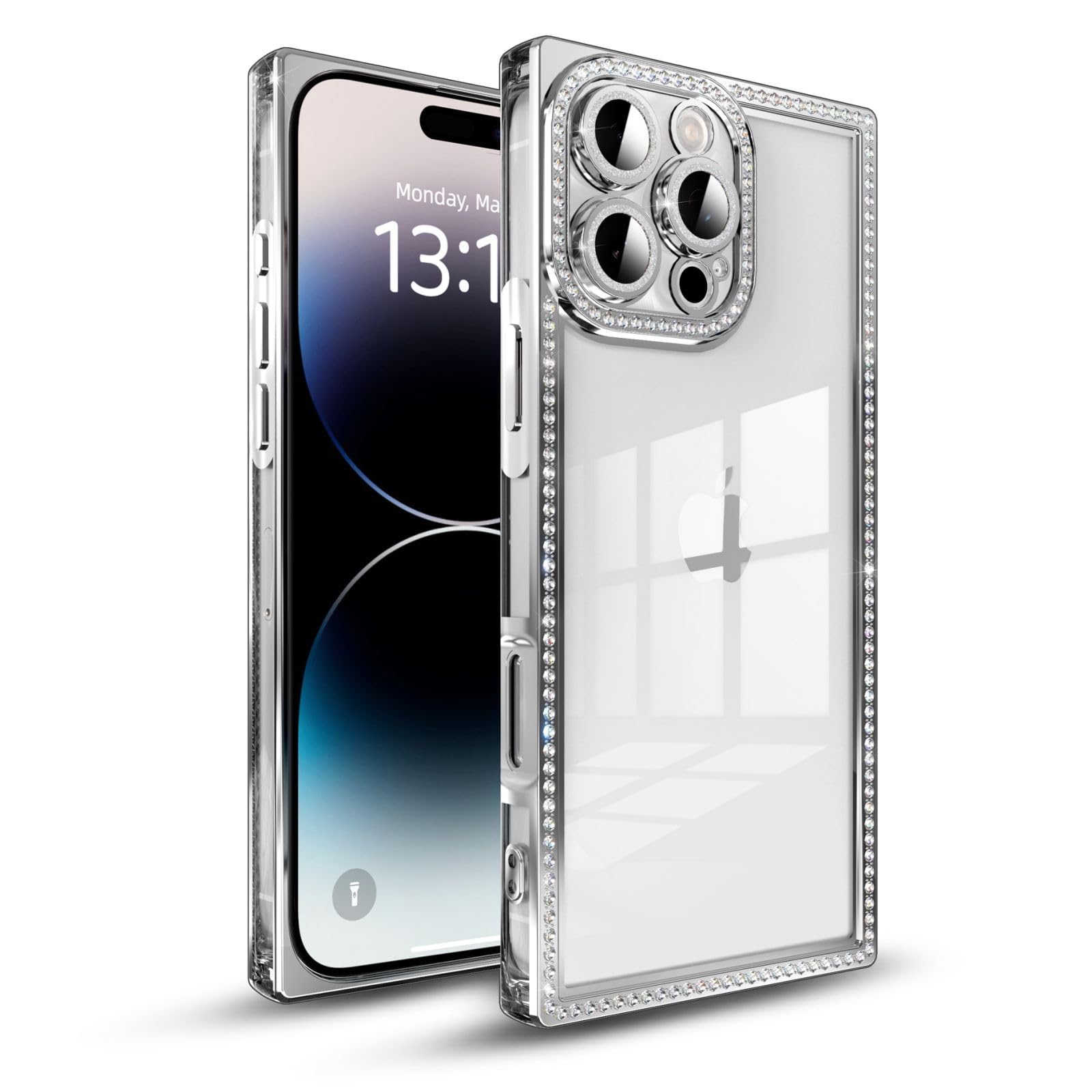 IAIYOXI Rectangle Glitter Bling Diamond Case for iPhone 17 Pro Max