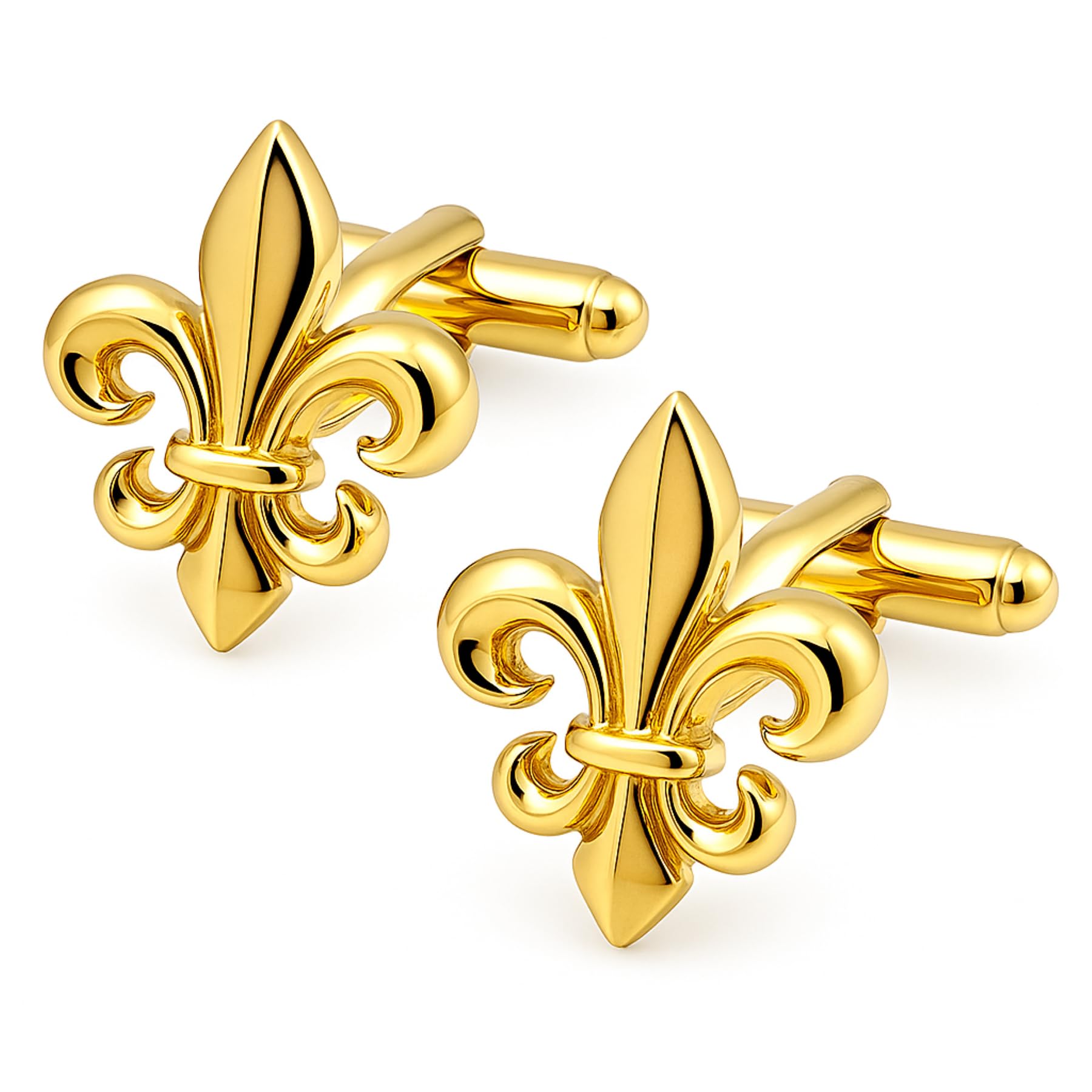 Bouton de Manchette Fleur de Lys Doré | Boutons de Manchette Classique et Elégant | Cadeau Chemise de Mariage pour Homme | Accessoires Hommes Design | Manches Mousquetaire Française Luxe Lys Doré