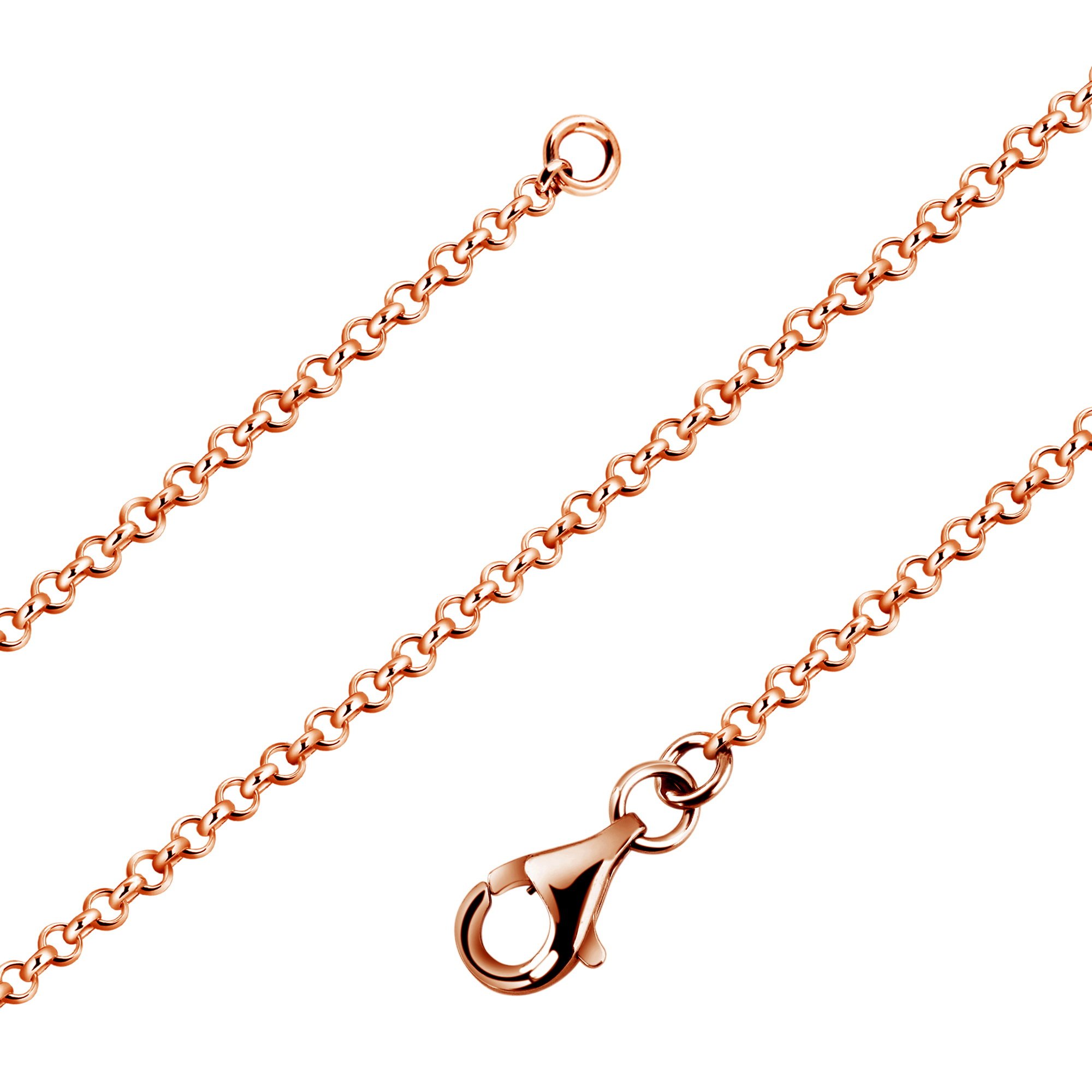 Rosegold Erbskette 925 Silber Kette Damen Halskette 1,7 mm 11-4 | vergoldete Silberkette Rose Gold in den Längen 42 45 50 60 70 80 90 cm verfügbar