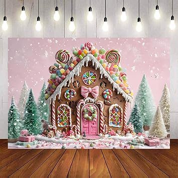 7x5ft Christmas Candyland Backdrop Winter Peppermint Lollipop Holiday Scene Background Red & White Christmas Party Photo Studio Props