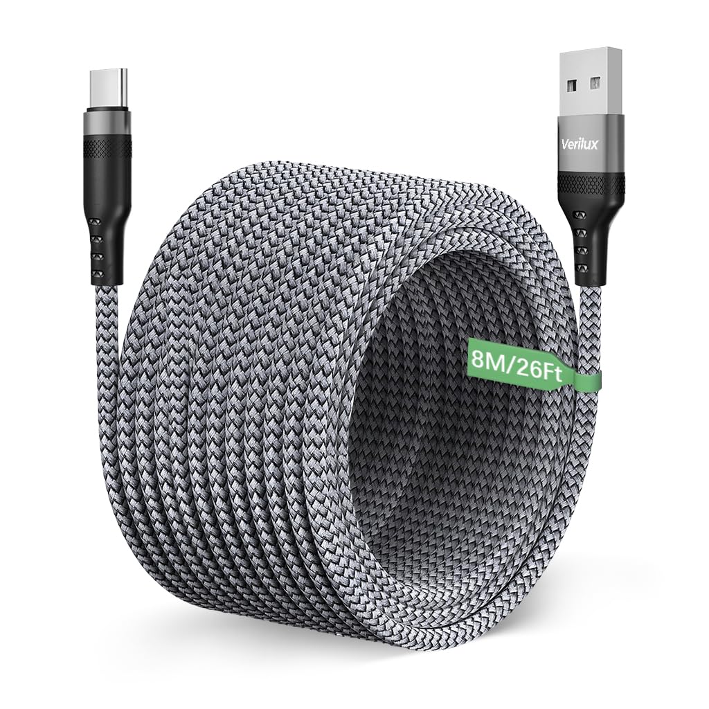 Verilux® 8M/26Ft Type C Charging Cable, 10W Charging Cable Ultra Long Type C Charging Cable Data Cable Compatible with Phone, Tablet, PS5 & More C Type Devices, Grey (B0DBP4JFYD) Amazon Price History, Amazon Price Tracker