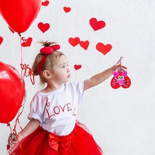 Miniatura 8 de Winlyn Kit de manualidades, 24 juegos de adornos de animales para el día de San Valentín, calcomanías de manualidades de corazón, juegos de arte