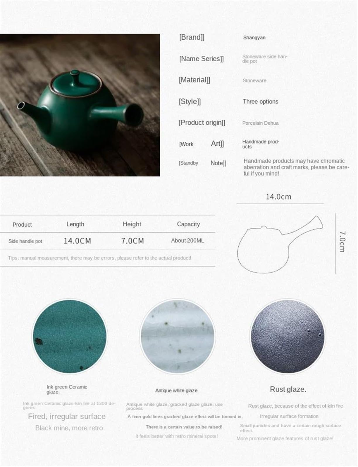Czajnik, zestawy do herbaty podróżnej, zestaw do herbaty popołudniowej z ceramicznym uchwytem w stylu retro, japoński zestaw do herbaty Kung Fu, czajniczek z uchwytem, kamionka do użytku domowego, p