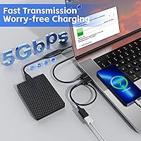 Vista 3 de Cable extensor USB de 0.5 pies (paquete de 3), cable de extensión USB 3.0, USB A macho a hembra, compatible con unidad flash USB, disco duro, lector