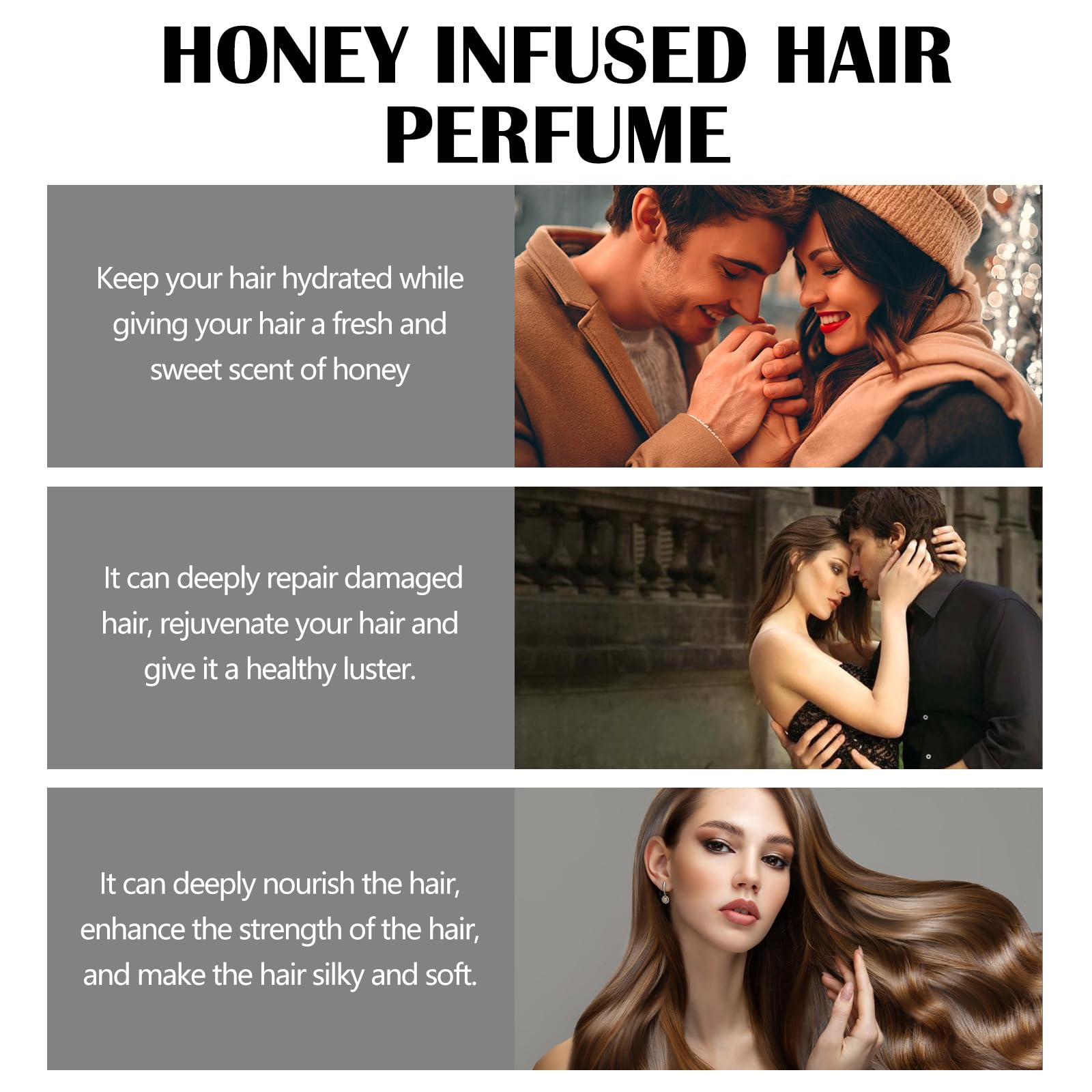 Perfume de feromonas para cabello con miel, aceite esencial nutritivo e hidratante