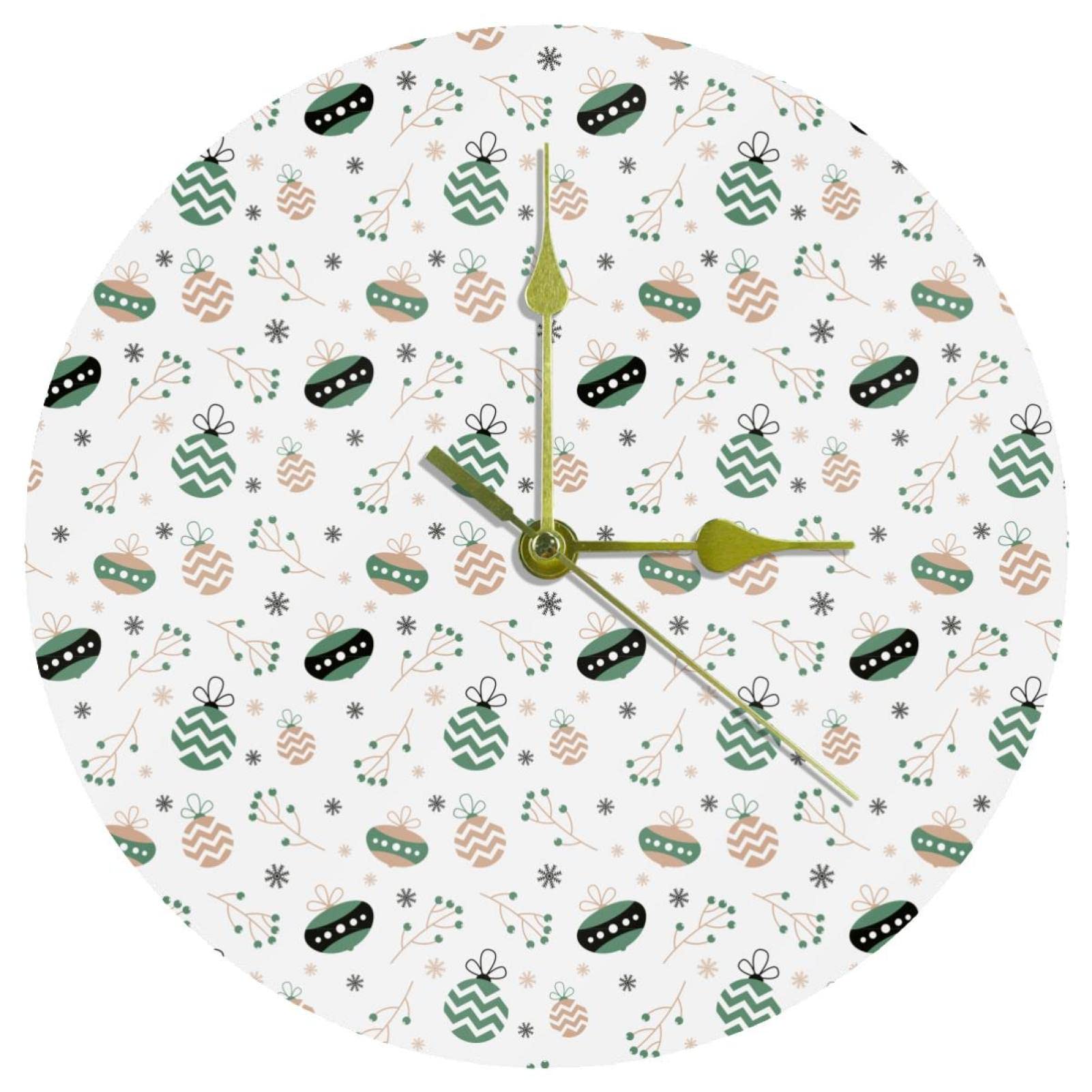 Horloge murale silencieuse vert hivernal en acrylique sans tic-tac pour chambre et sommeil