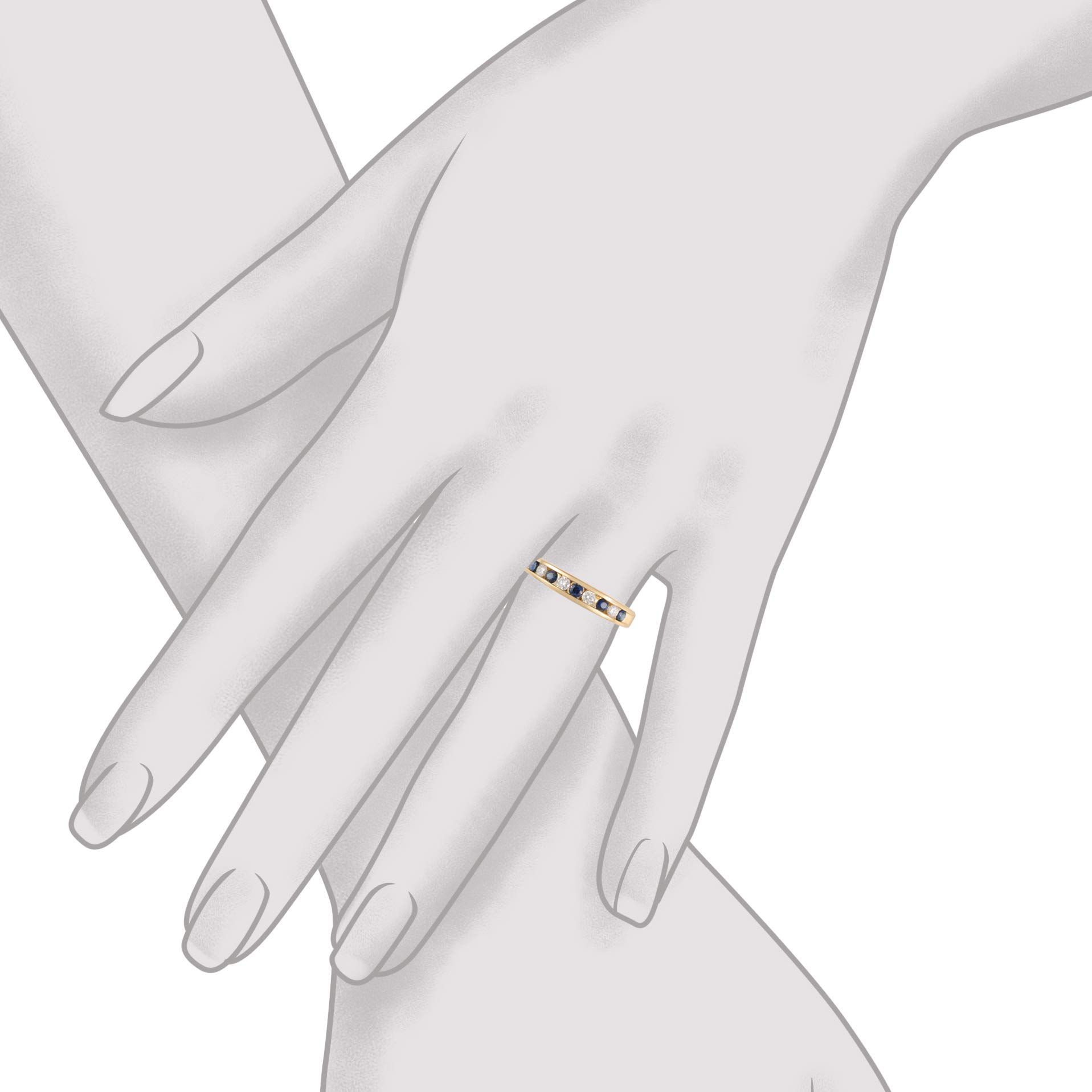 Bijoux pour tous - Anillo de oro amarillo de 9 quilates con zafiro
