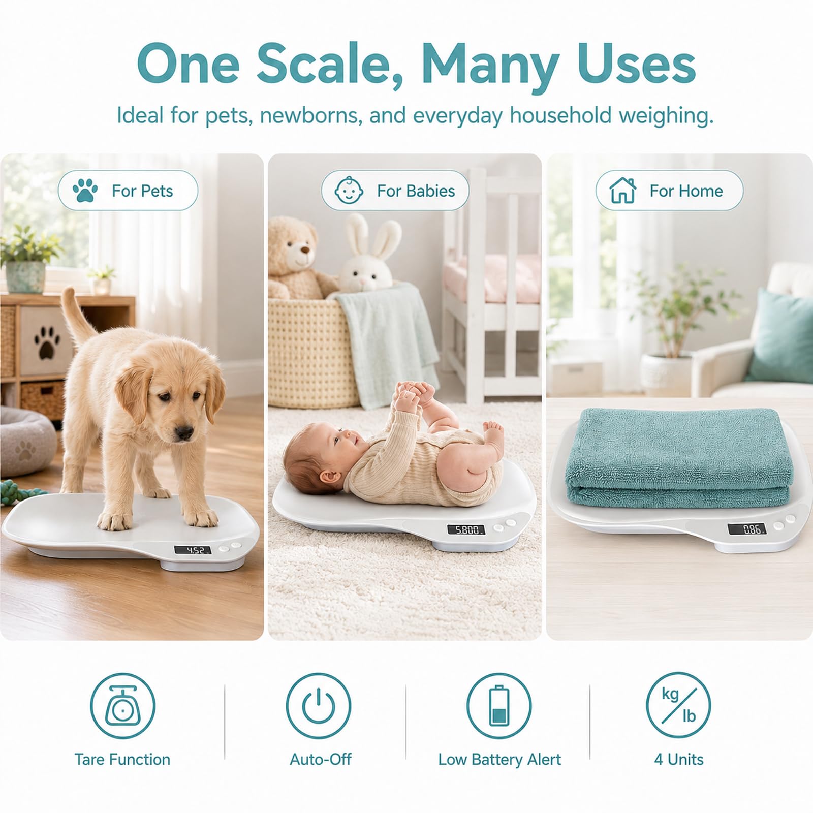 Digitale Waage für Haustiere, Tierwaage für Kleine Tiere, Digitale Haustierwaage(g/oz/ml/lb.oz), Hundewaage bis 15 Kg, LCD Digitale Katzenwaage, Tierwaage Kleintiere für Katzen,Haustiere, Küche