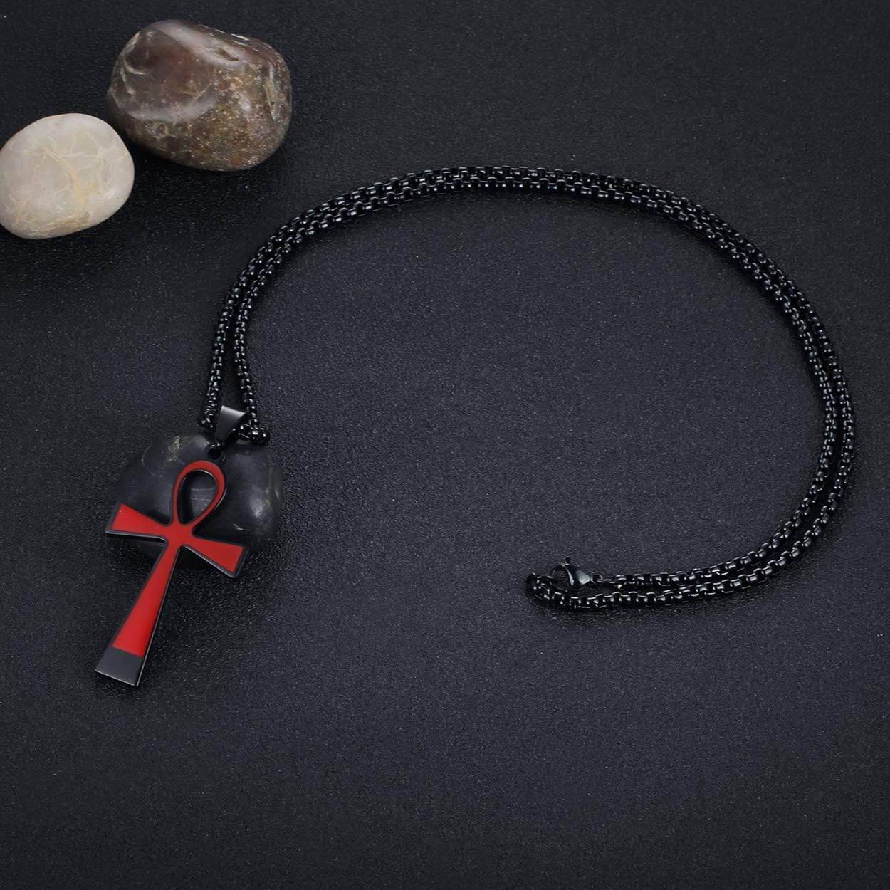 Rehoboth Ankh Ancient Egyptian Coptic Cross Pendant Necklace for Womens Mens 24 Inch Stainless Steel Chain Black Gold Silver - Image 4