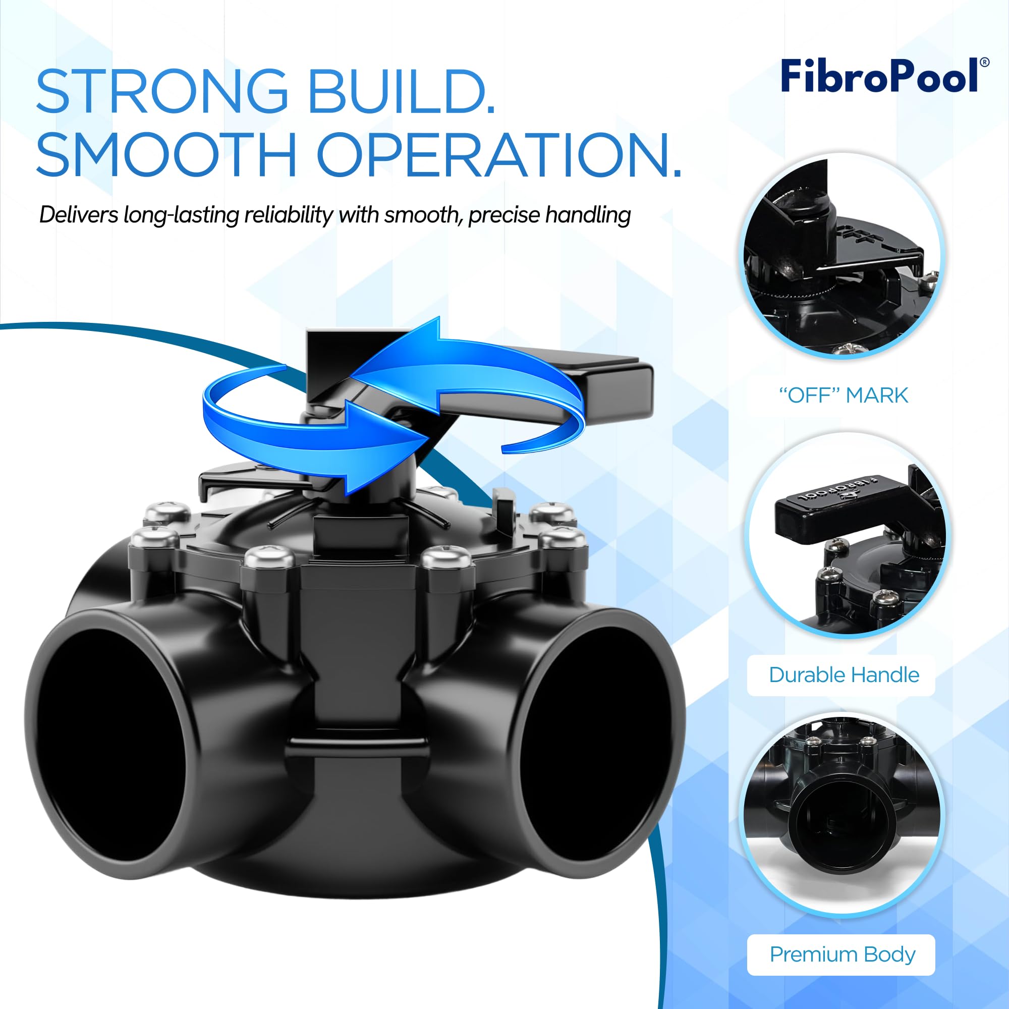 FibroPool 1 1/2 "POSI- Cerrar 3 vías válvula sin lubricación…