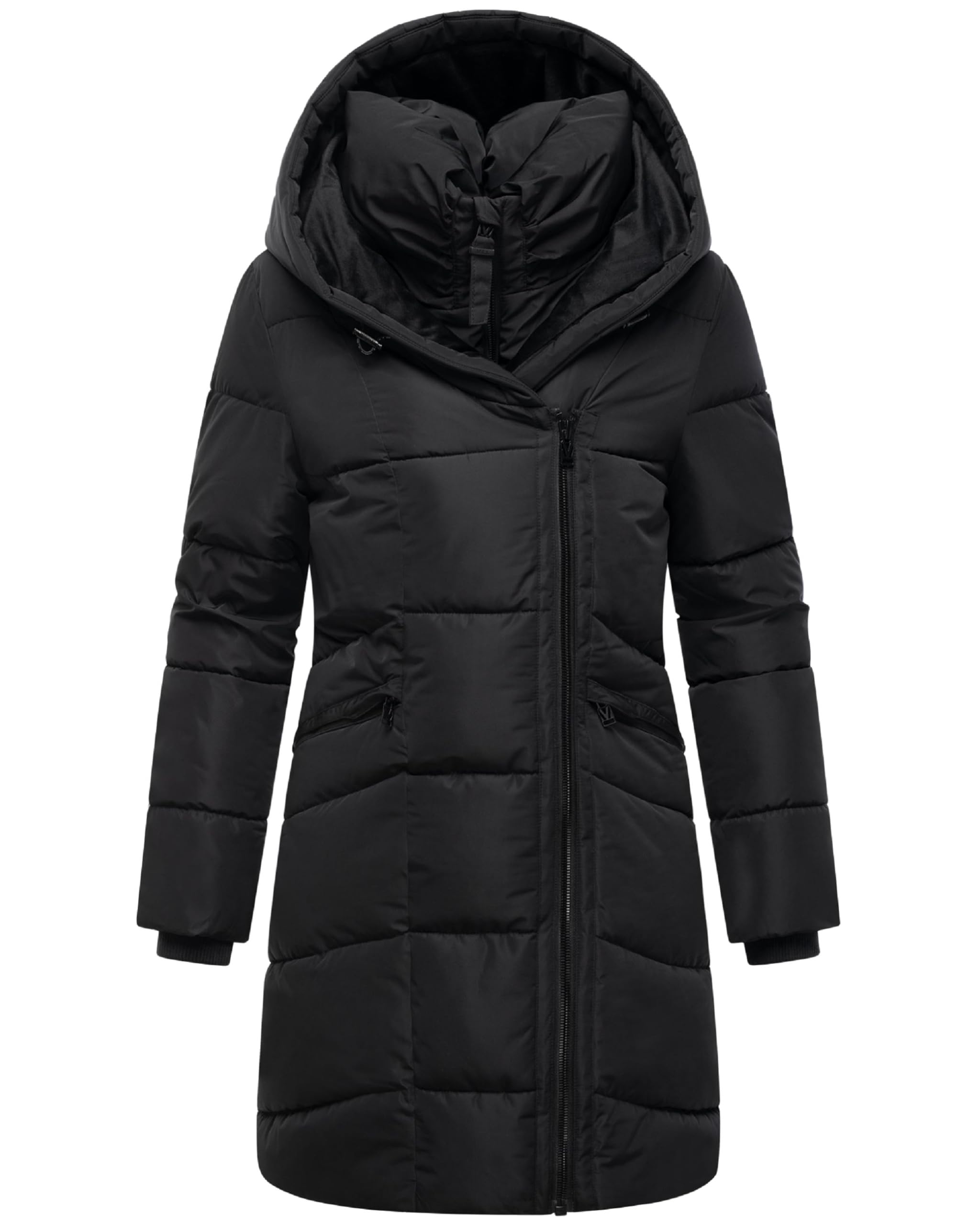 MARIKOO Cappotto lungo donna calda giacca invernale con doppia cerniera e cappuccio Virenaa 16 S-3XL