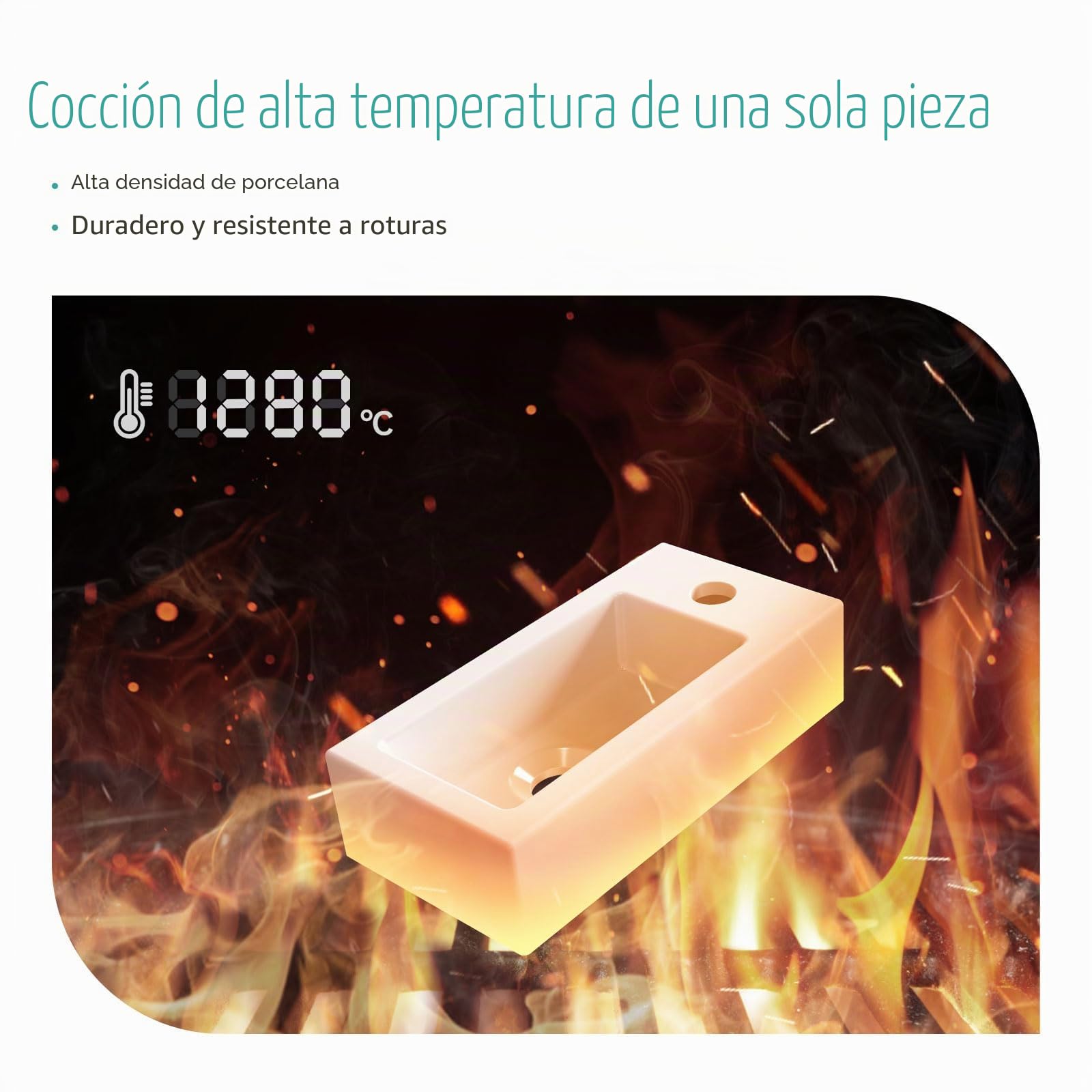 EMKE lavabo – Mini colgante para baño y aseo de invitados – 40 × 20 × 10 cm – Cerámica de – Agujero rectangular para grifo derecho – Blanco