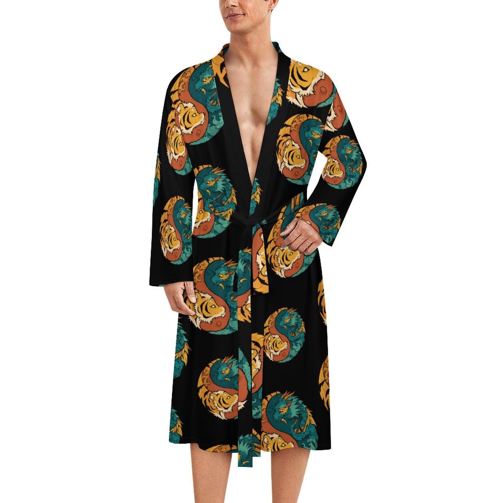 Bata suave de baño hombre Dragon Tiger con acabado premium 8