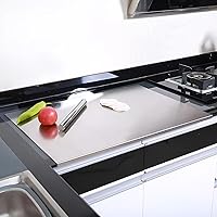 Vista 4 de Tablas de cortar de acero inoxidable para cocina, tabla de cortar de acero inoxidable con borde elevado. Tabla de cortar grande adecuada para carne