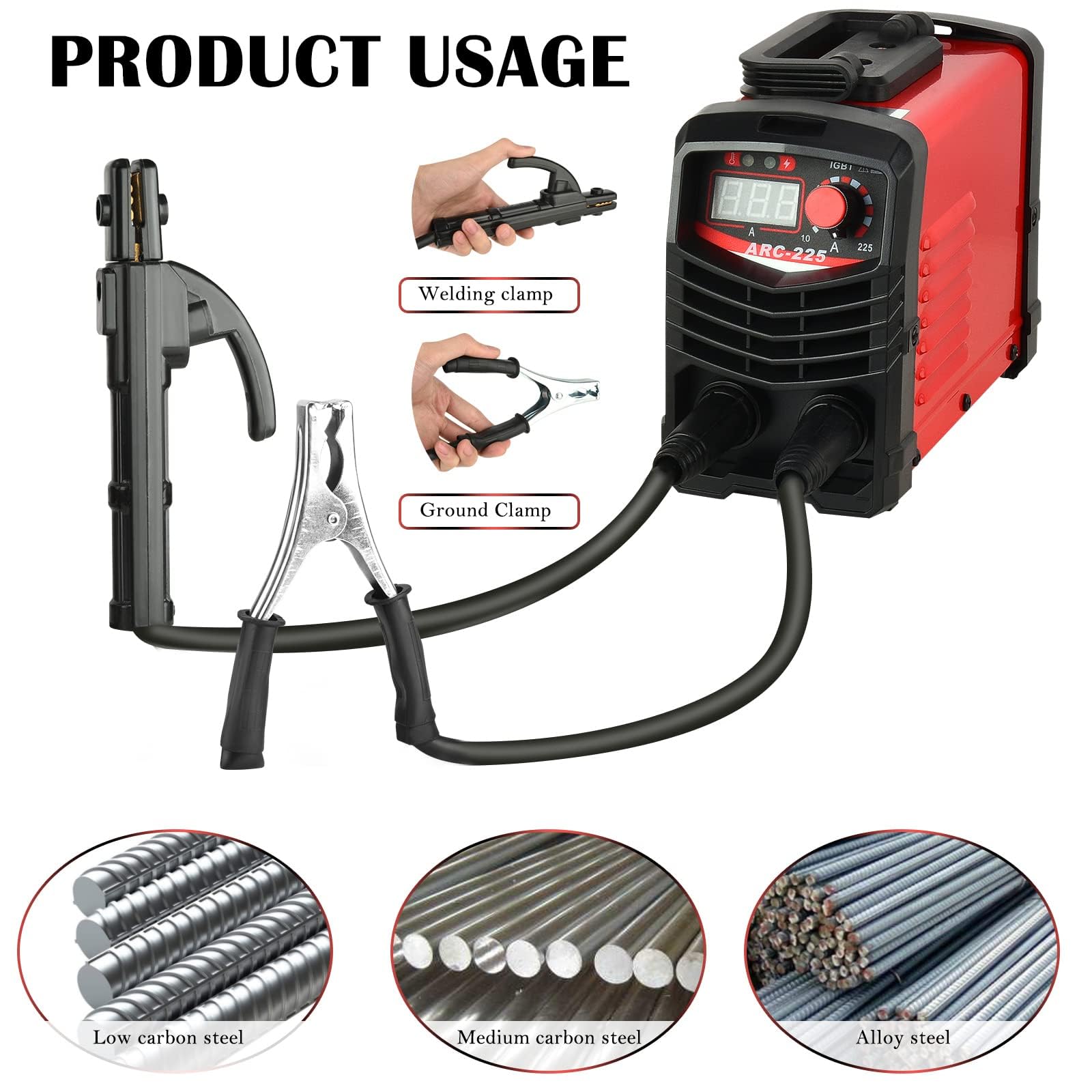 Soldador Inverter 220V 120A IGBT, Maquina de Soldar MMA Portátil con Display LED y Clip de Trabajo 3M – Soldador Profesional para Taller, Bricolaje y Reparaciones en Casa