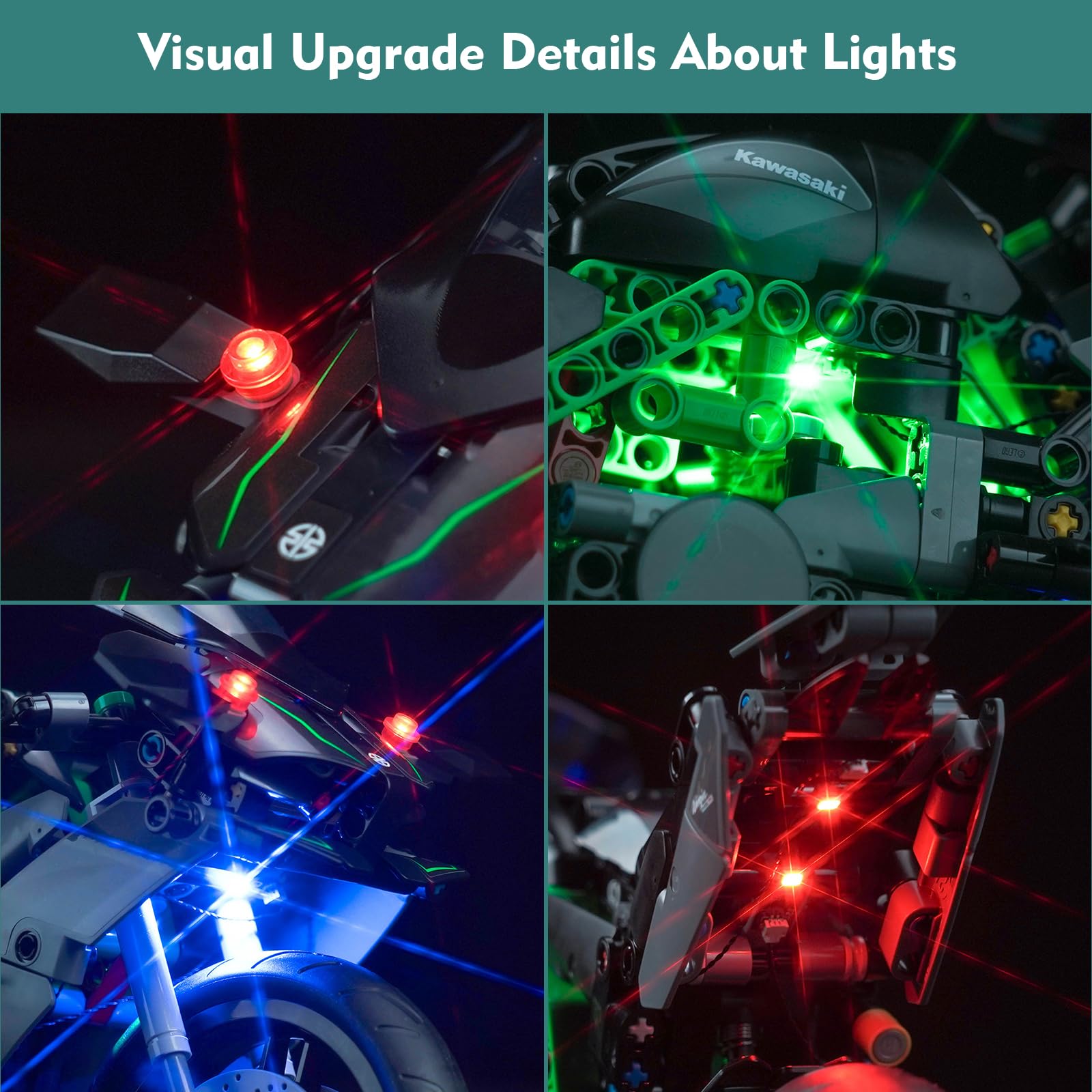 LocoLee Light Kit for Lego Kawasaki Ninja H2R Motorcycle, LED Lighting Set for Lego 42170 Technic Kawasaki Ninja H2R Motorcycle - Image 4
