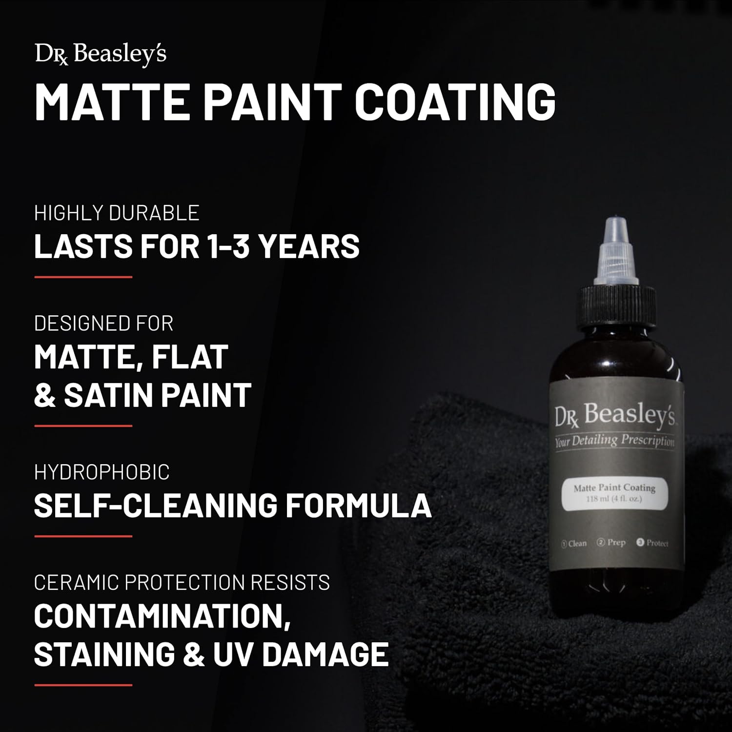 Dr. Beasley's Matte Motorcycle Paint Prescription with Accessories- Designed Uniquely for Motorcycles, Instant Bonding Coating, 2+ Years of Protection, 22 Ounce