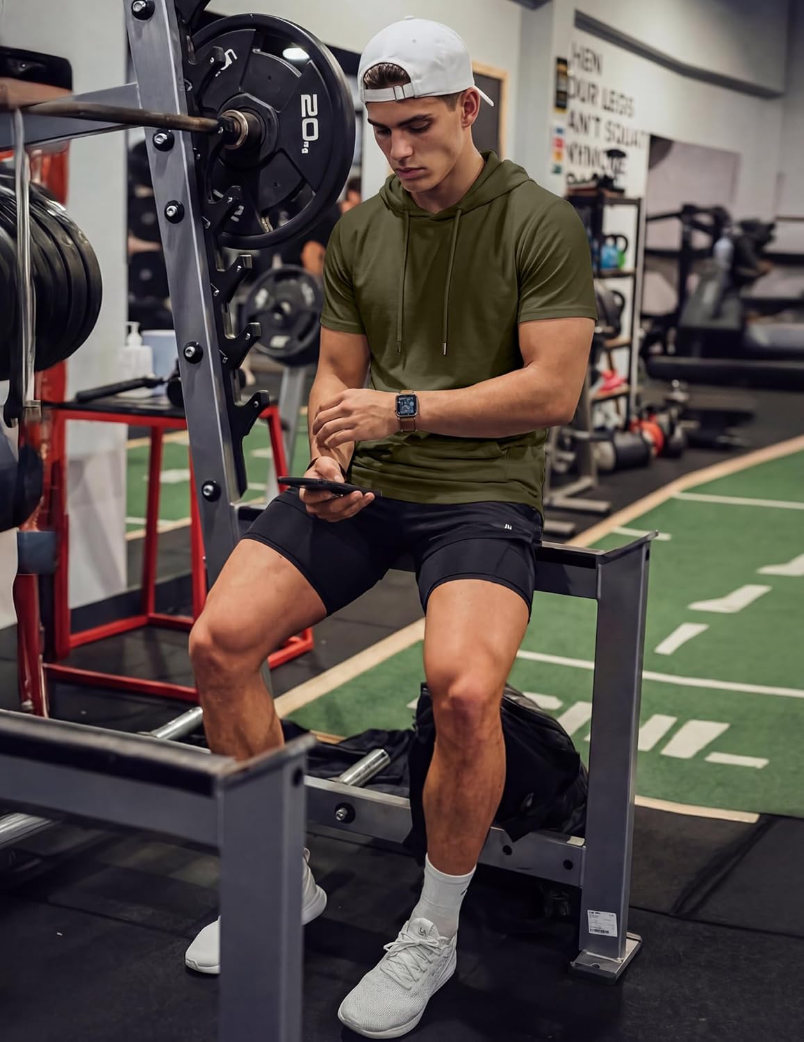 JMIERR Mens Short Sleeve Hoodie Cotton Hooded T-shirts Lightweight Solid Sweatshirts with Pocket - Image 6