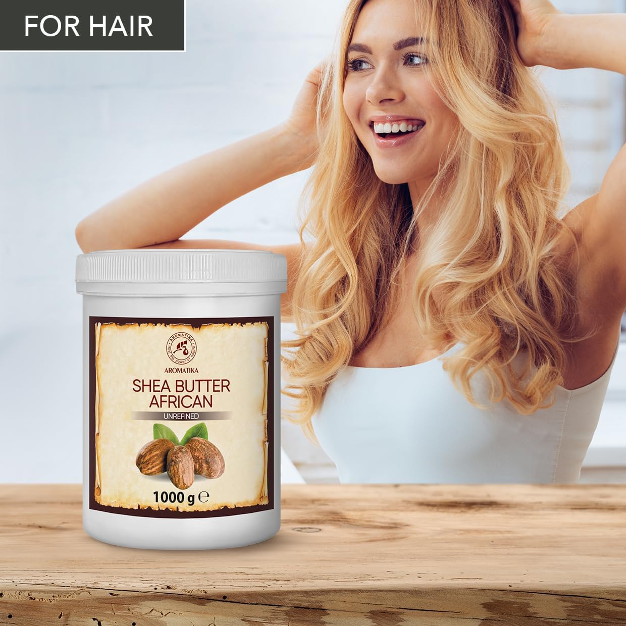 AROMATIKA Shea Butter 35 Oz - Unrefined & Cold Pressed - Africa - Ghana - 100% Pure & Natural Shea Butter Body Butter - Unrefined Raw - Intensive Care for The Face - Body - Hair - Image 3