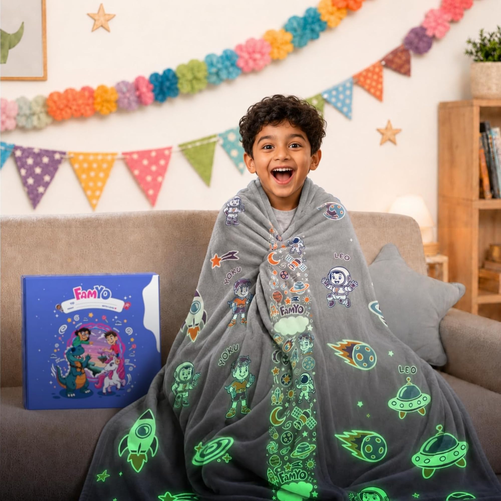 Rocket/Spaceship Glow Blanket for Kids