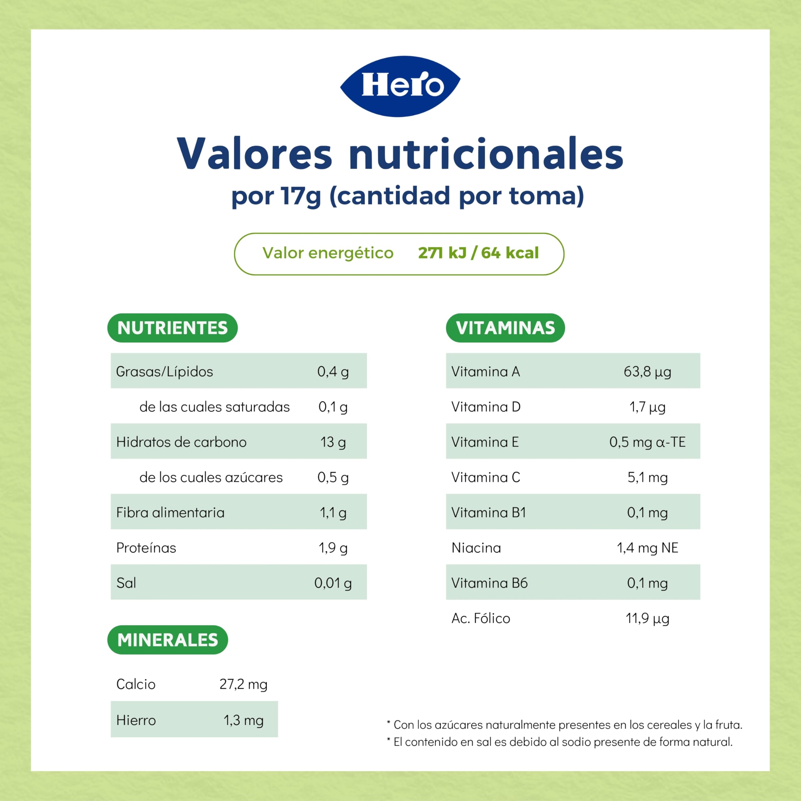 Hero Solo Papilla 8 Cereales con Fruta, Sin Lactosa, Rico en Vitaminas, Sabor Natural para Bebés, a partir de 6 meses