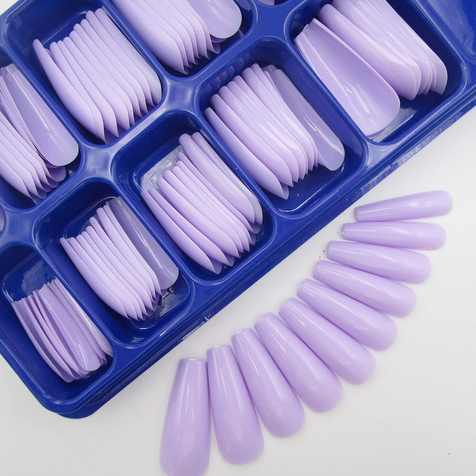 Amazon.com: 100pc Purple Colored Long Coffin False Nails