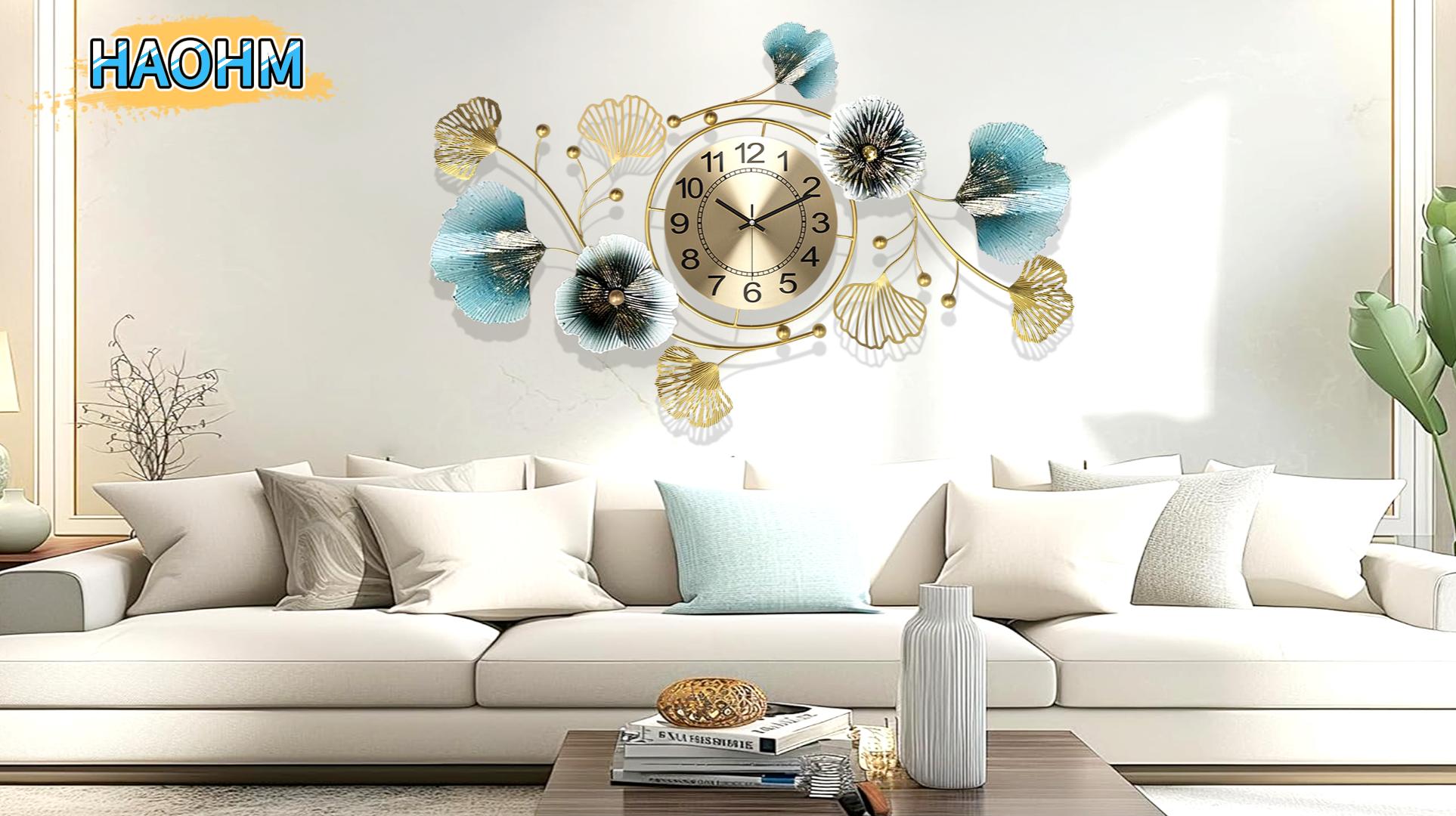 Grande orologio per parete 100cm floreale moderno per soggiorno - E0B5