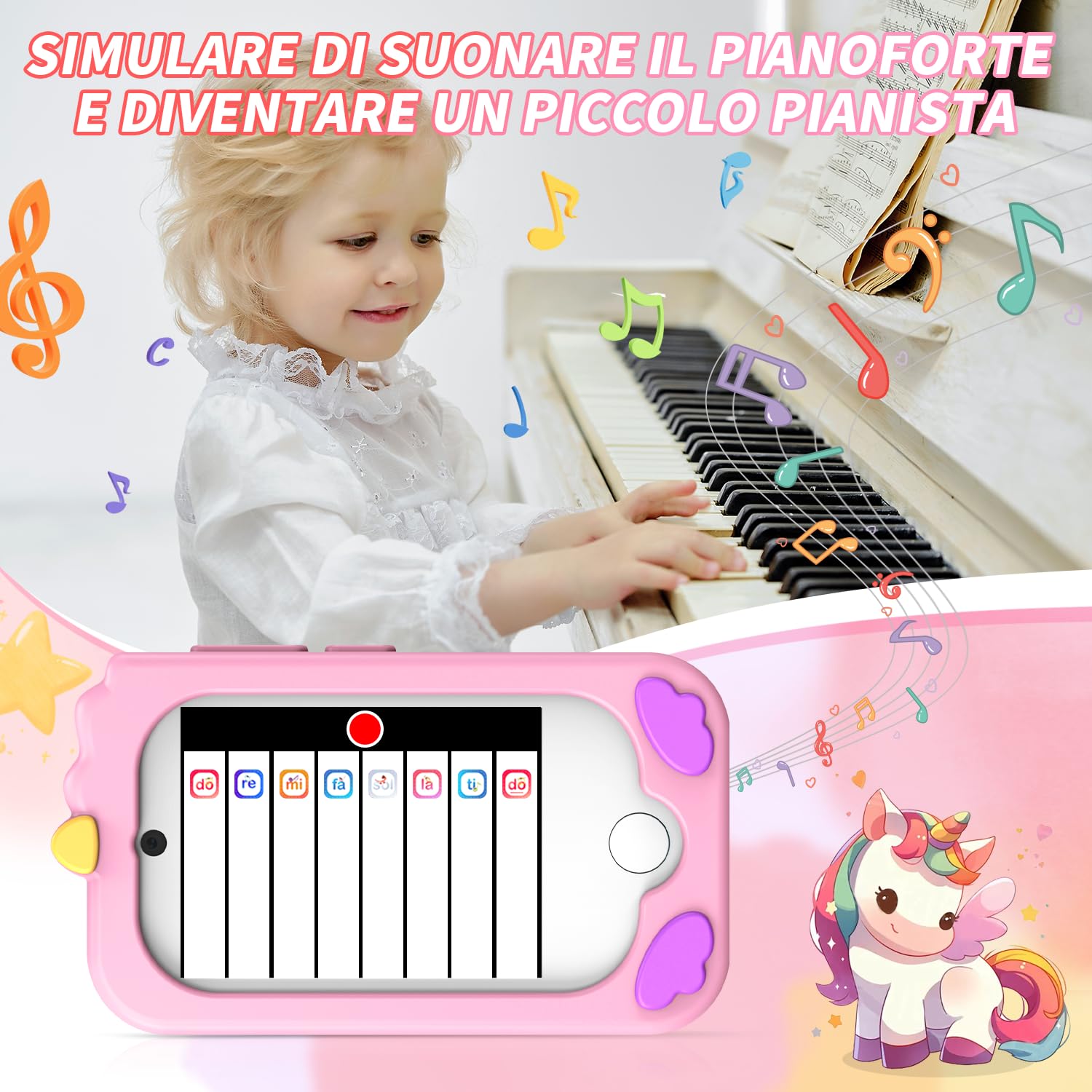 CHAKEYAKE Telefono per Bambini, Macchina Fotografica Bambini con 2,8" Tattile, Doppio Kamera, Lettore MP3, Scheda SD 32 GB, Regali di Natale e Compleanno per 3 4 5 6 7 8 9 10 Anni (Rosa)