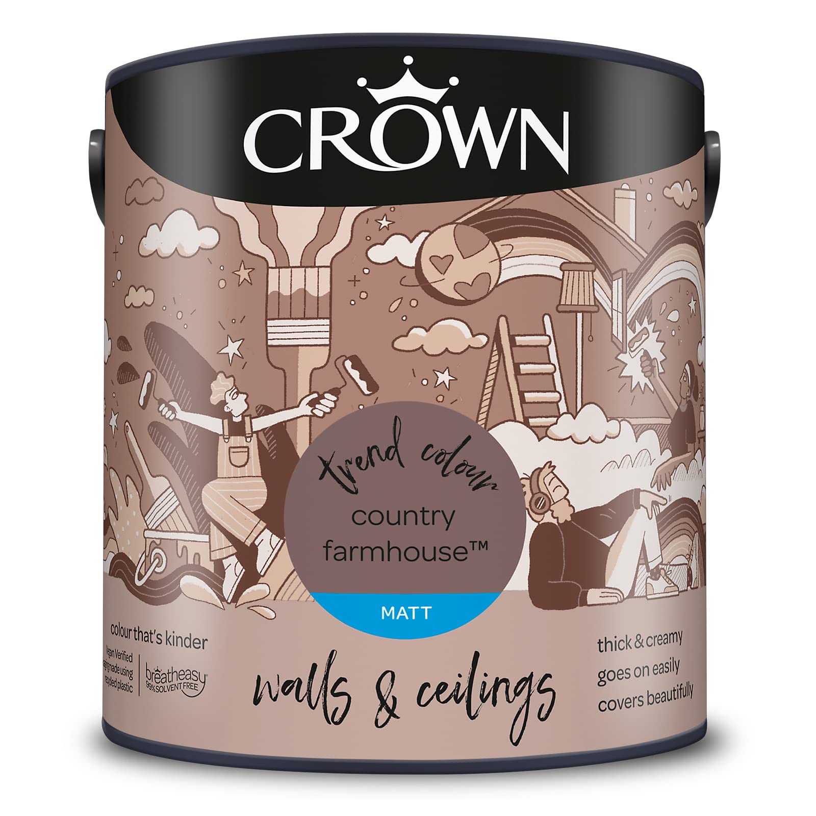 CROWN2.5L Breatheasy MATT Emulsion Paint for Walls & Ceilings - COUNTRY FARMHOUSE