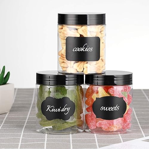 Miniatura 8 de Tarros de plástico de 8 onzas con tapas Dabacc paquete de 24 recipientes de plástico transparente para almacenamiento de alimentos de cocina y hogar