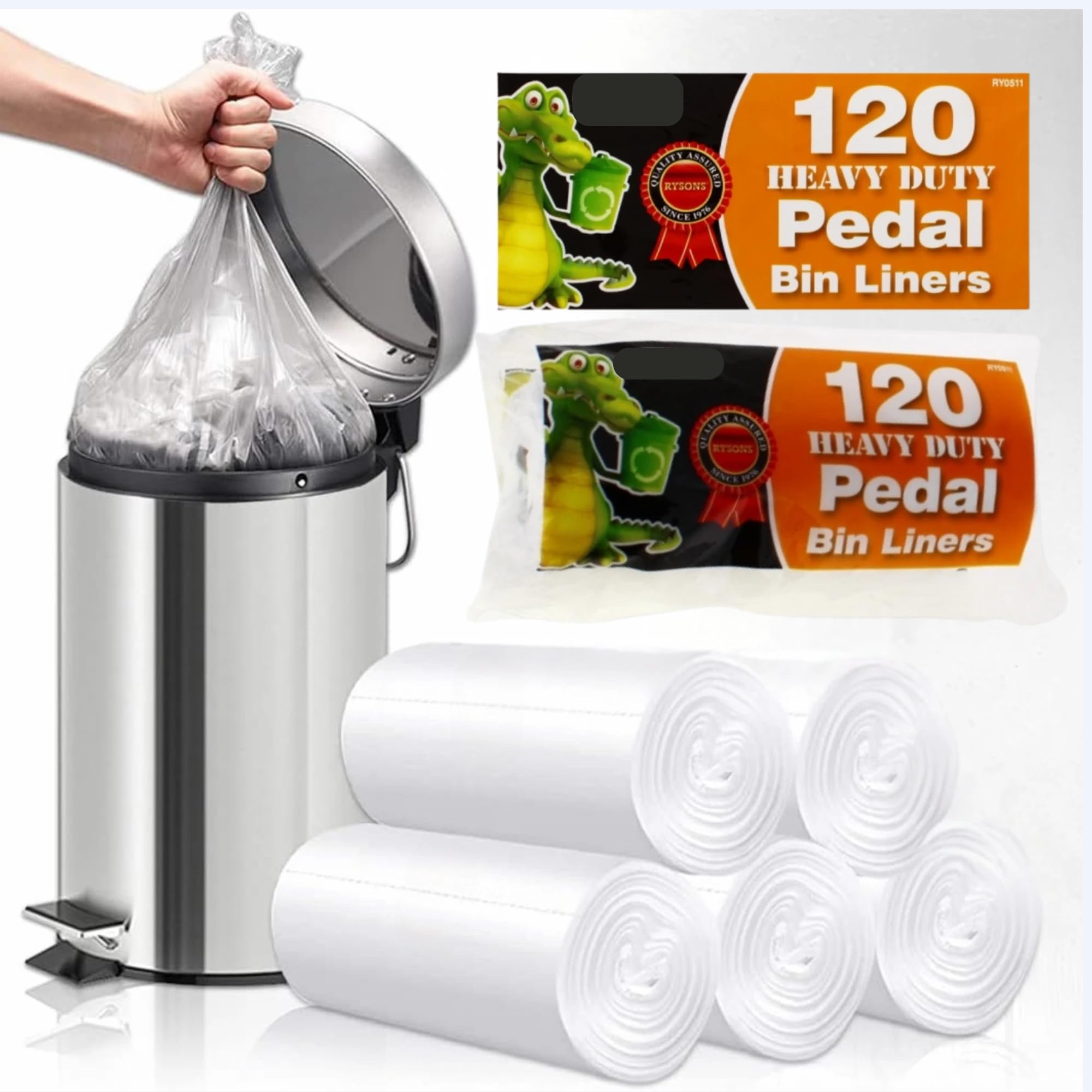 Lettuce Eat® 10l Pedal Bin Liners 240 Counts Small Clear Plastic Bin Bags Strong Wastebasket Trash Can Bin Liners for Bathroom Toilet, Bedroom, Office,Desk,Fit 10-15ltr Bins