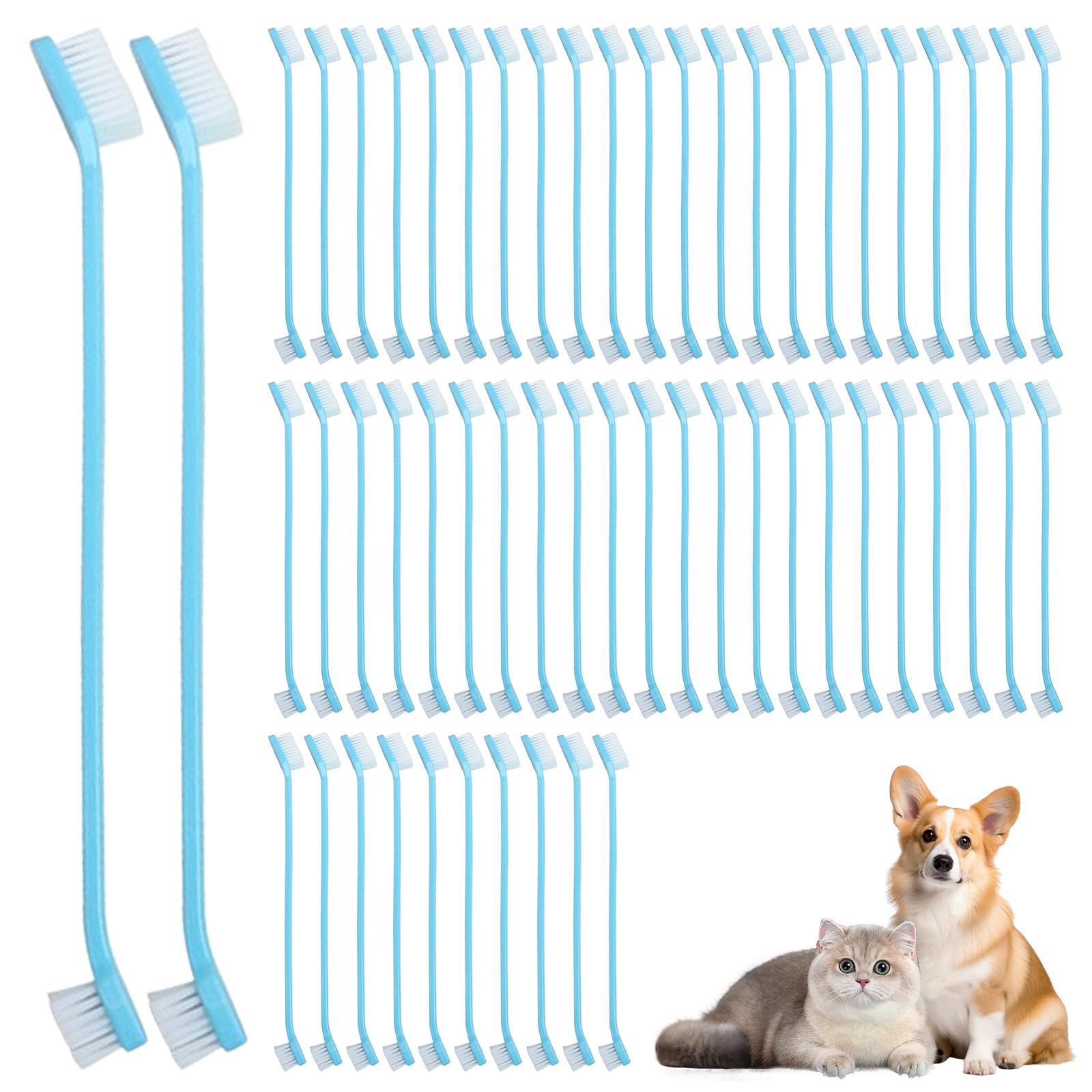 Hyuetrsa 200 PCS Pet Toothbrush Bulk Double Headed Pet Toothbrush Puppy Tooth Brushing Kit for Pets Teeth Cleaning?Blue?