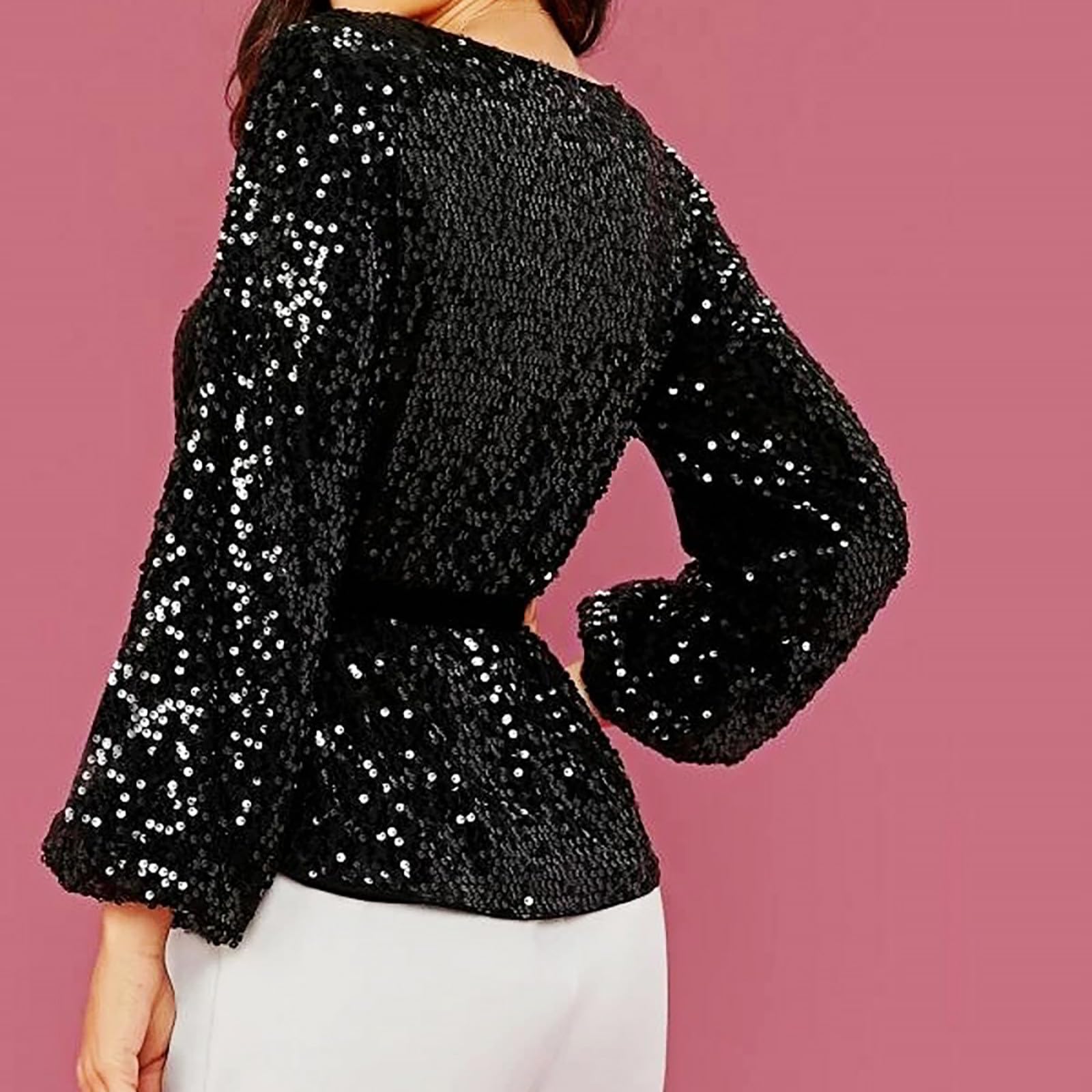 Top da Donna in Vita con Paillettes per Feste alla Moda con Cinturino in Velluto Plus Size Top da Donna Bianco Maglia Sexy